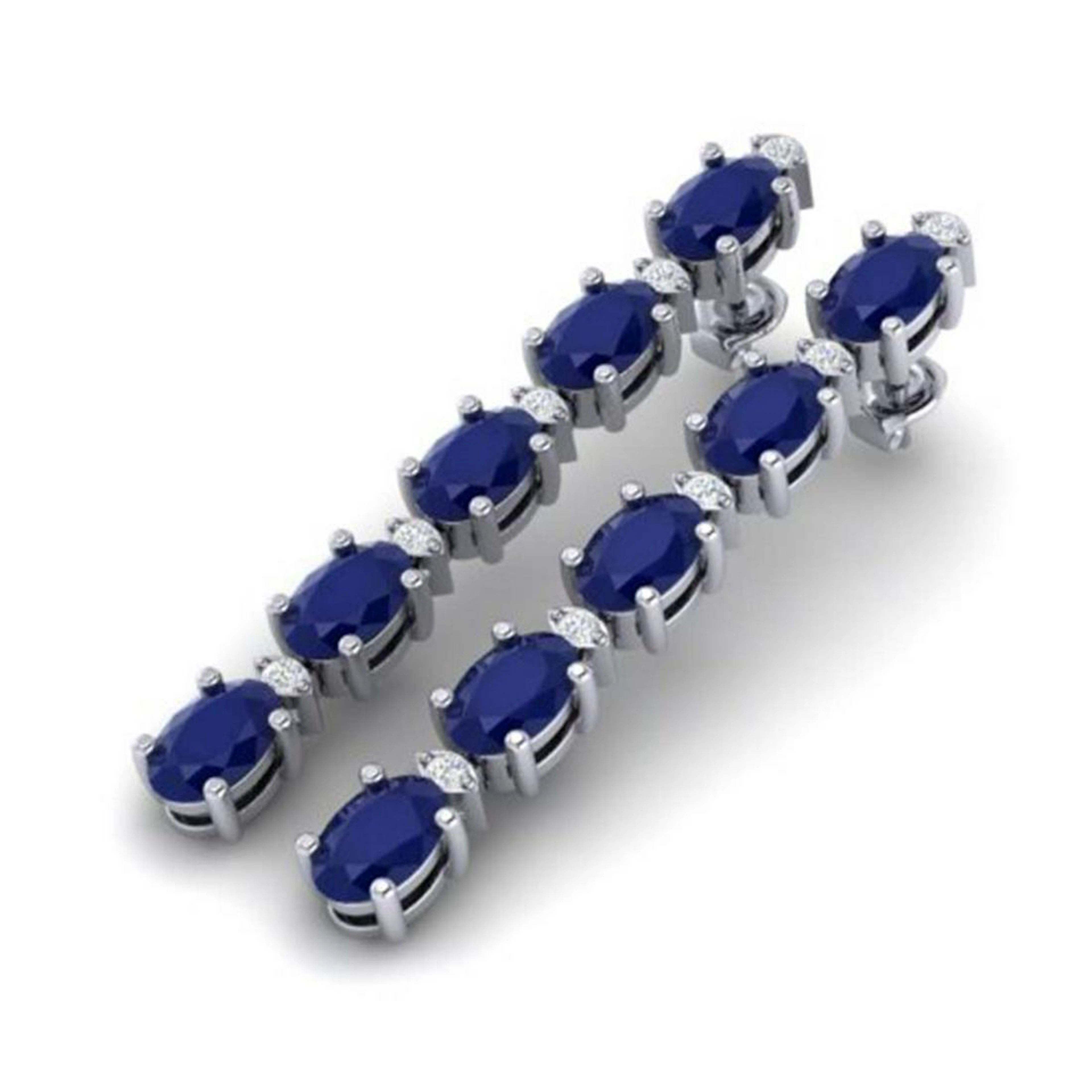 7 ctw Sapphire & VS/SI Diamond Tennis Earrings 10K