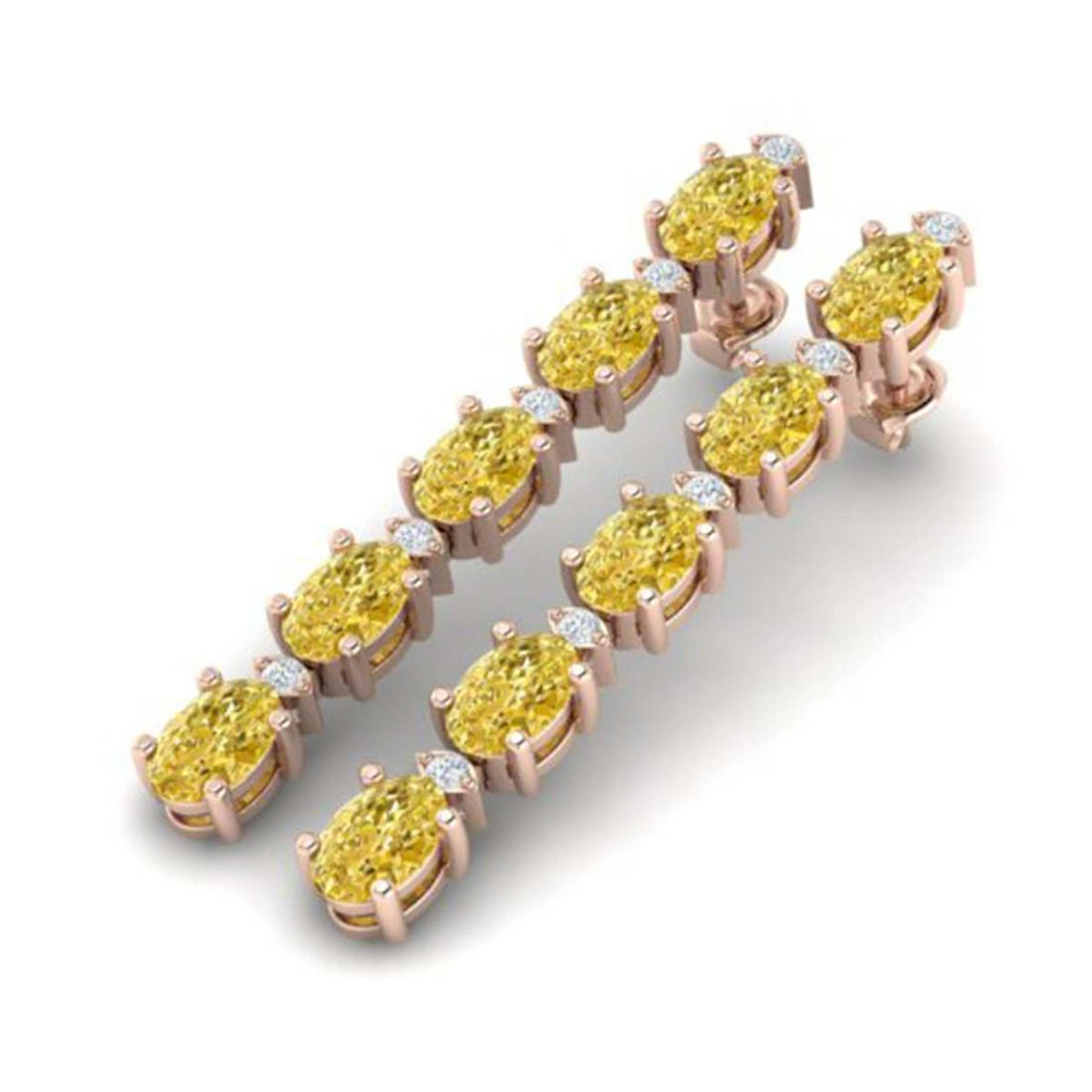 6 ctw Citrine & VS/SI Diamond Tennis Earrings 10K Rose