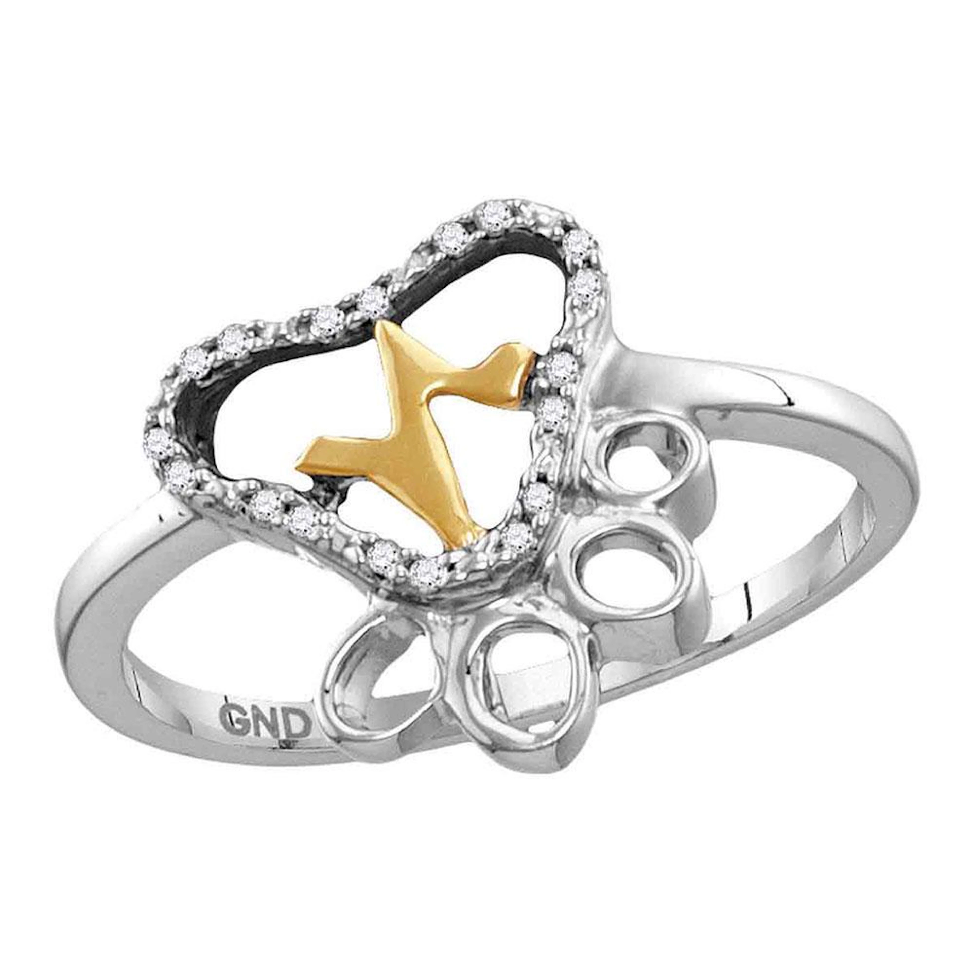 Sterling Silver Round Diamond Paw Print Yellow-tone