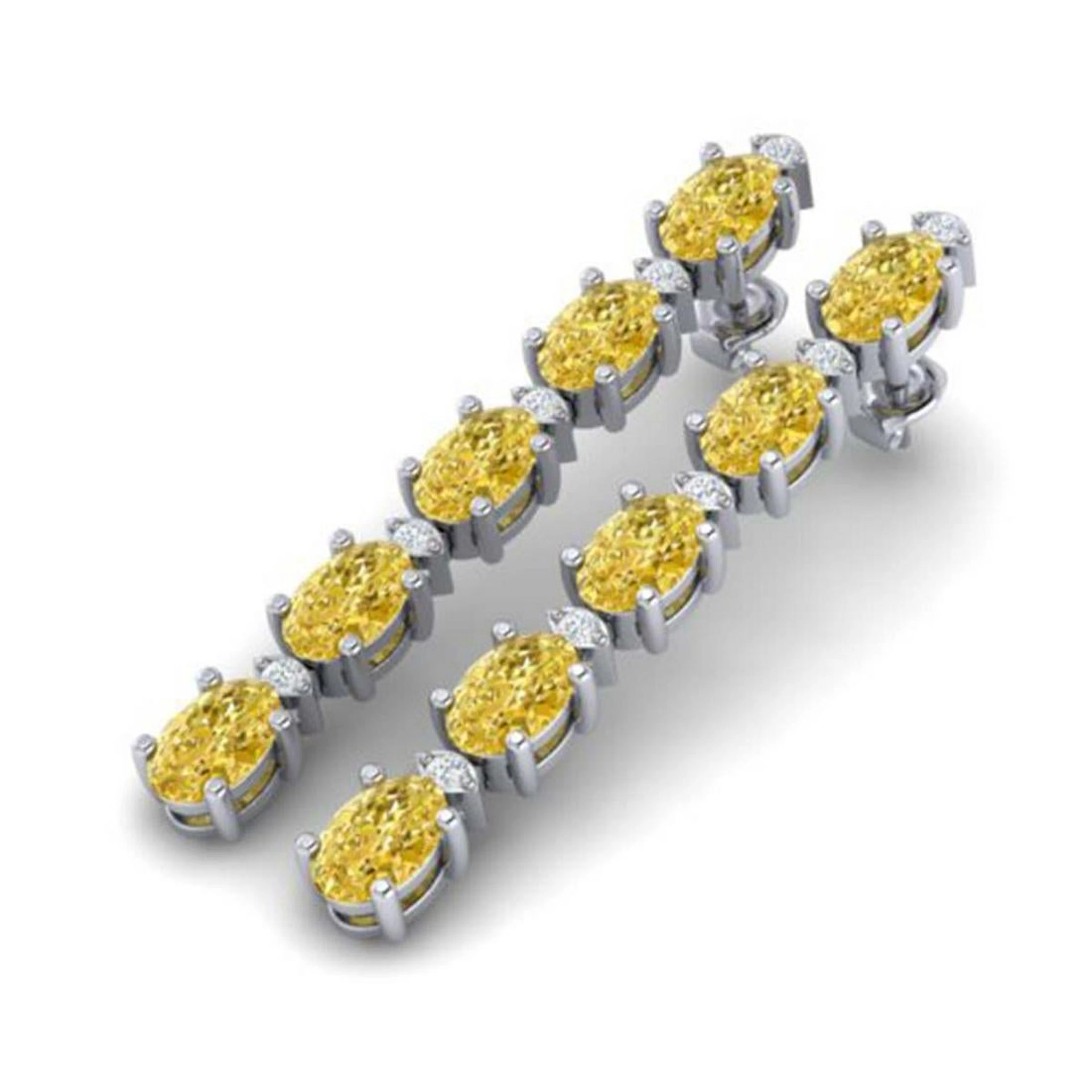6 ctw Citrine & VS/SI Diamond Tennis Earrings 10K White