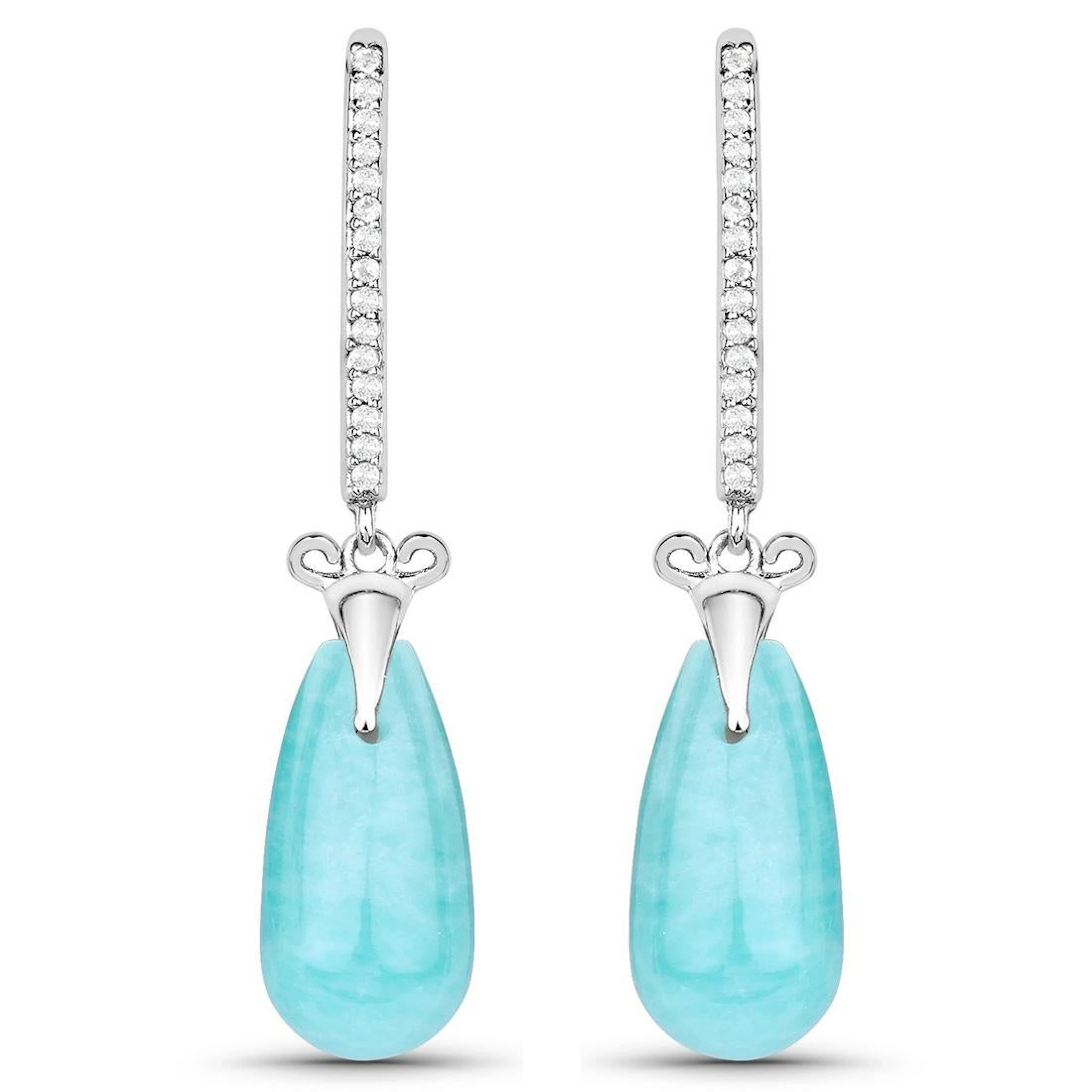 8.99 ctw Genuine Amazonite and White Topaz .925