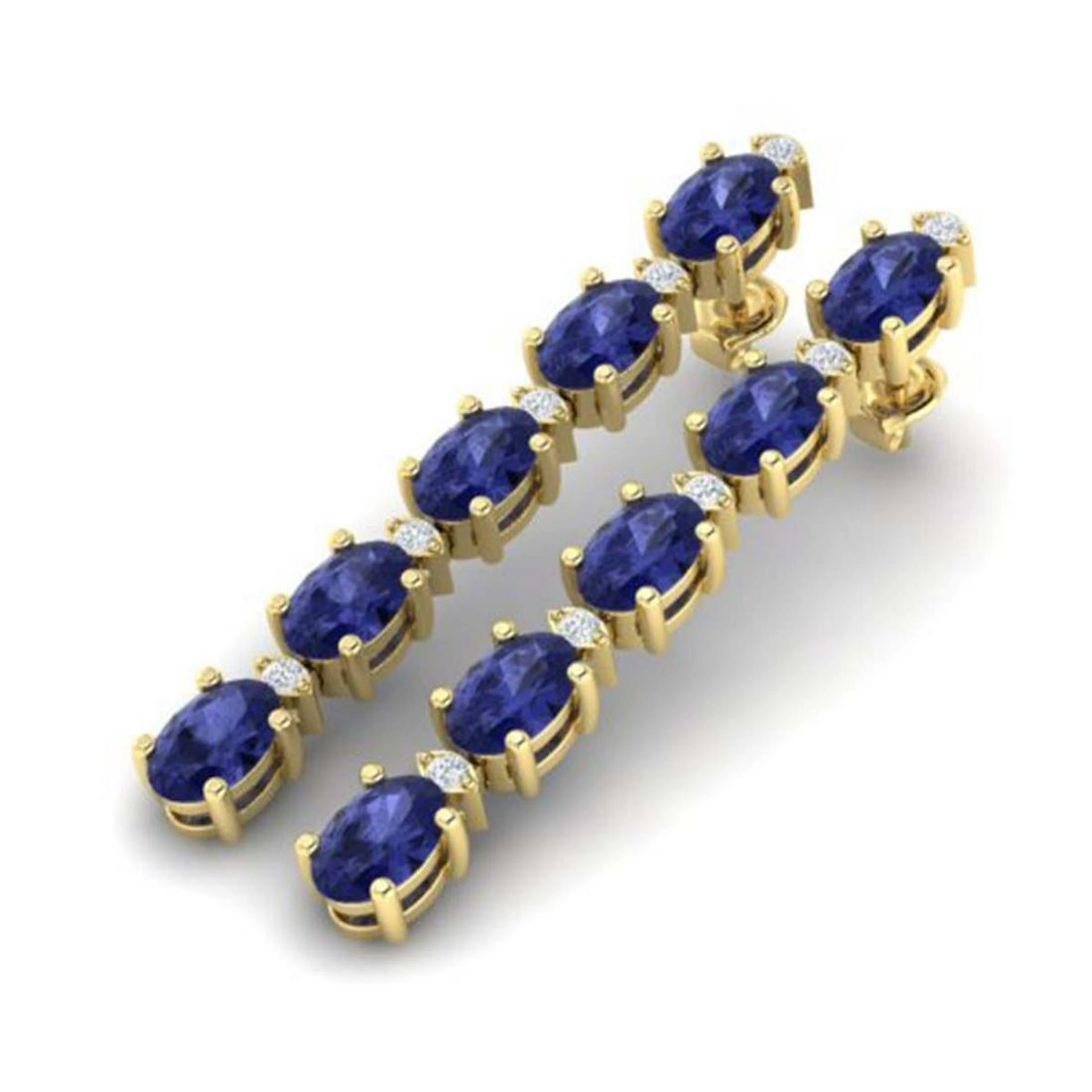 6 ctw Tanzanite & VS/SI Diamond Tennis Earrings 10K