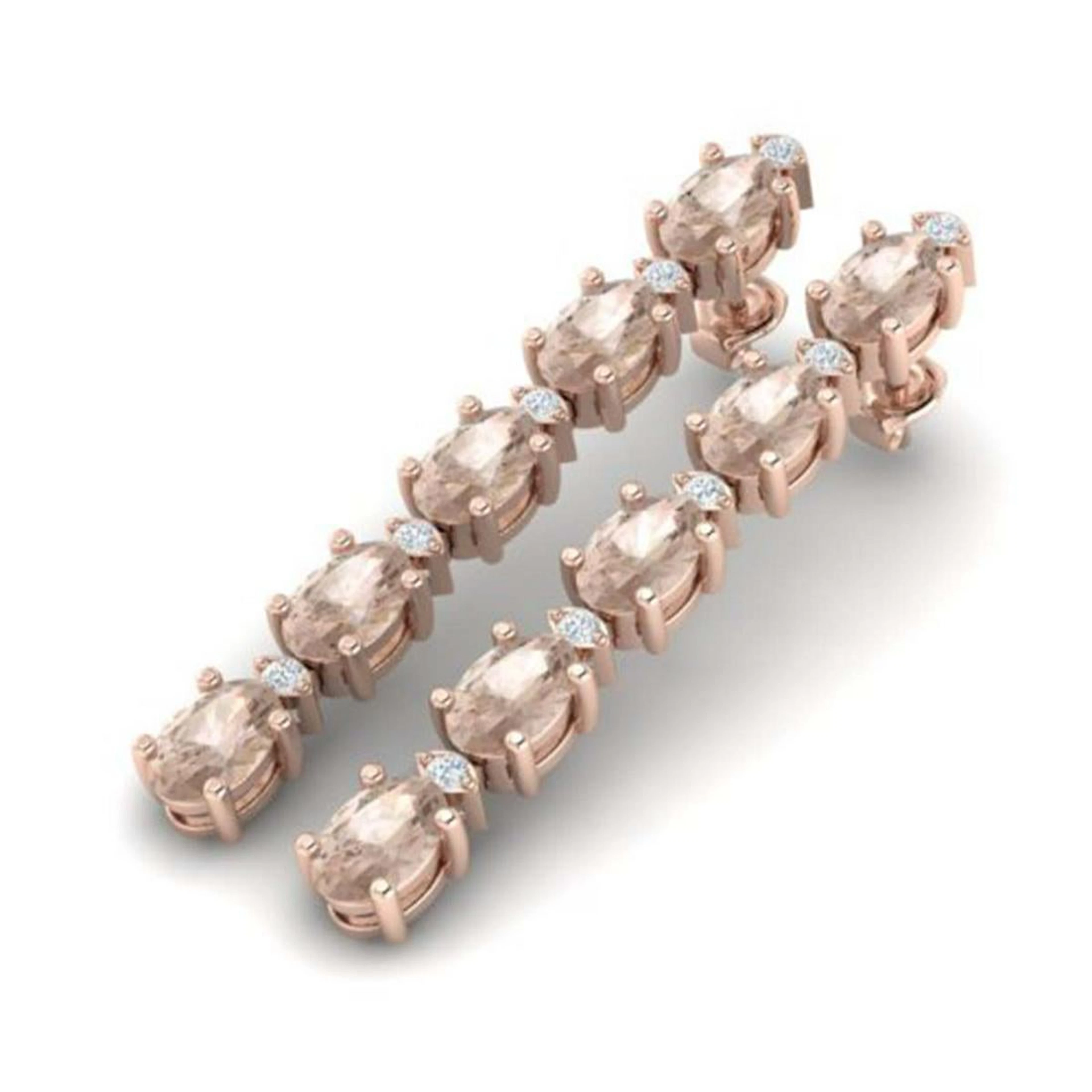 5 ctw Morganite & VS/SI Diamond Tennis Earrings 10K