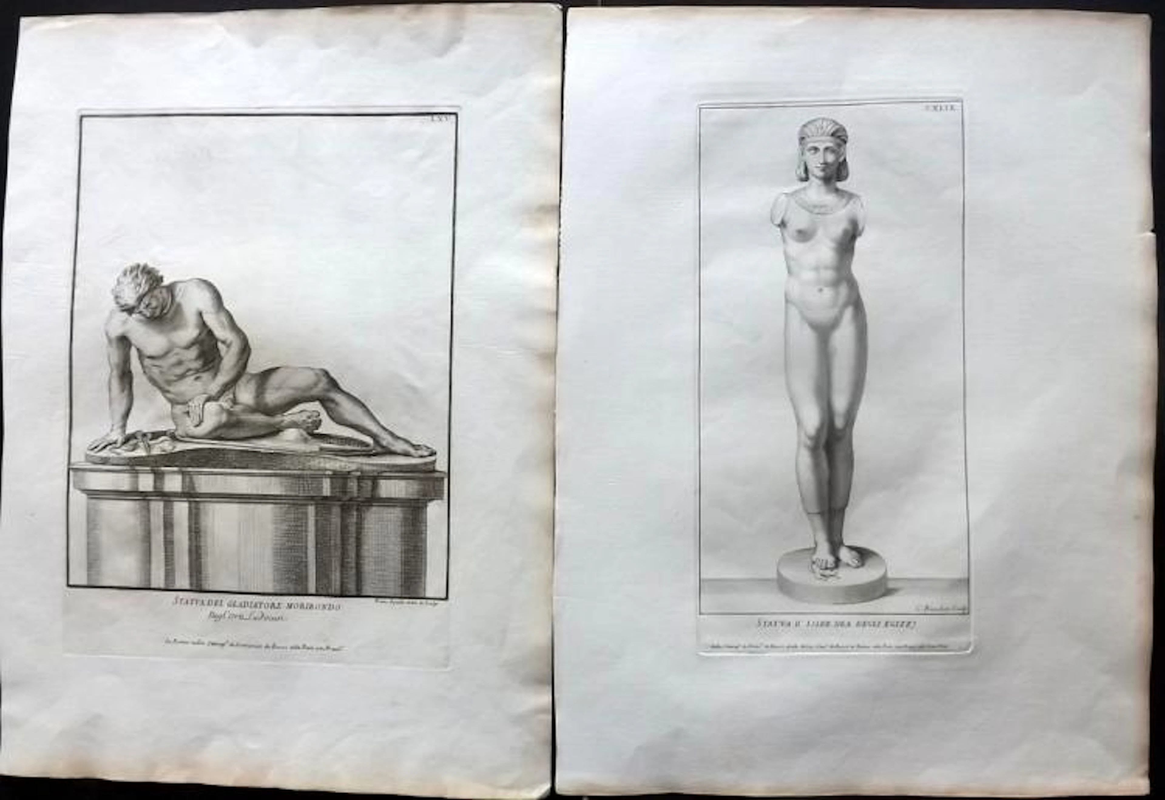 Rossi, Domenico de 1704 Pair of Copper Engraved Statues