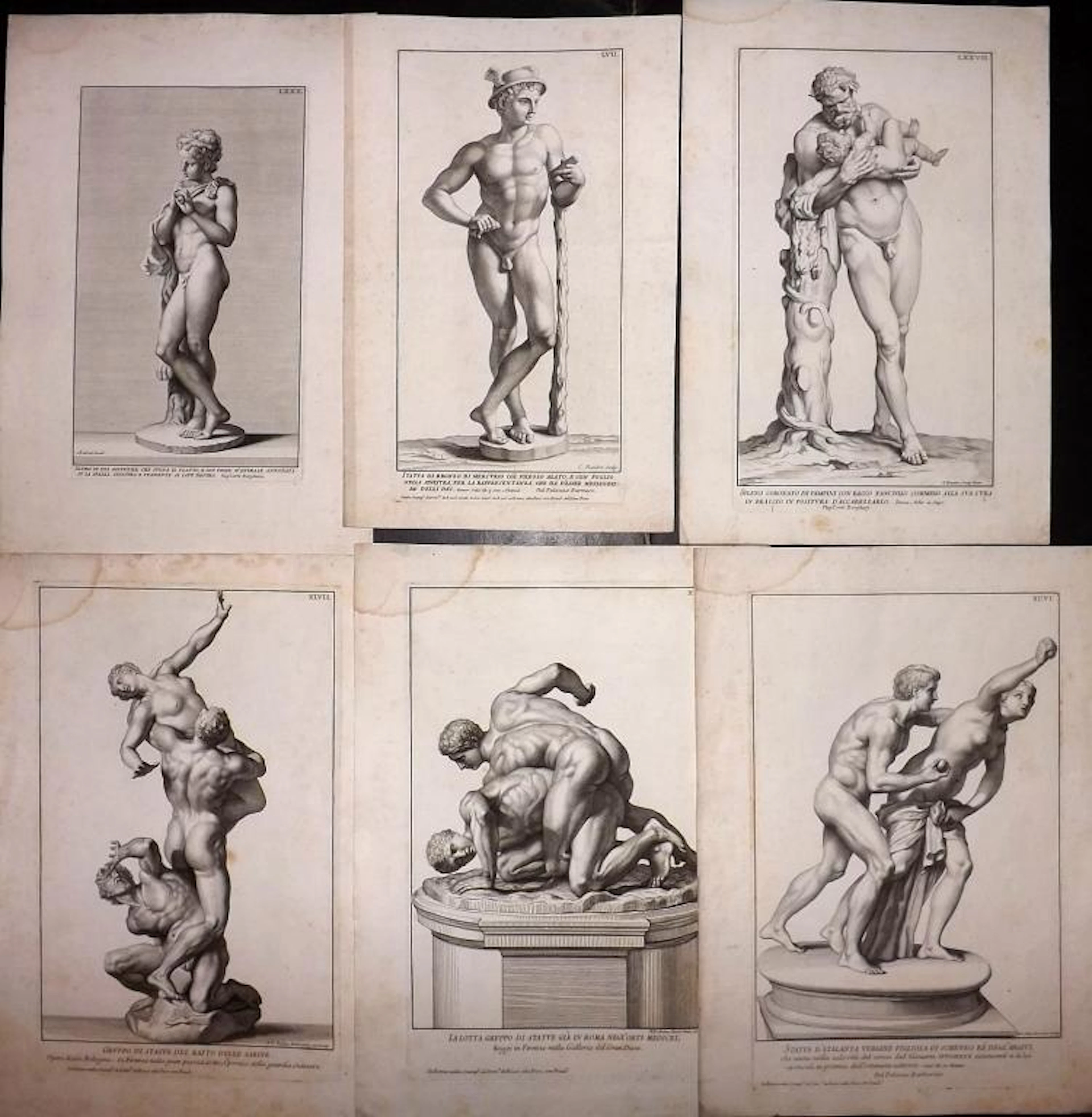 Rossi, Domenico de 1704 Group of 6 Statue/Sculpture Prints