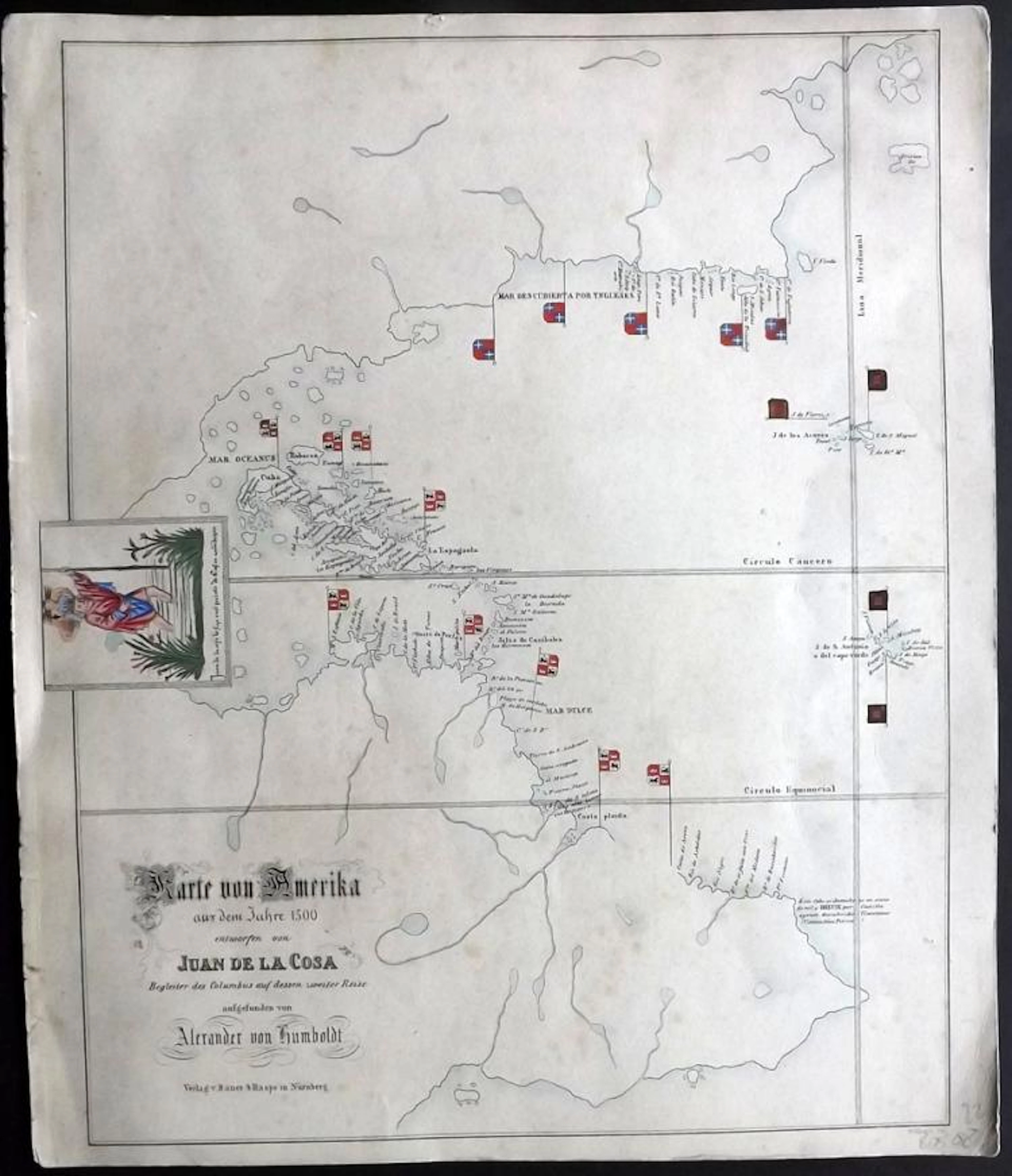 Americas - Humboldt, Alexander von 1853 Rare Juan de la Cosa Map