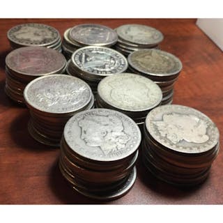 Lot of (100) Assorted Date Morgan Silver Dollars