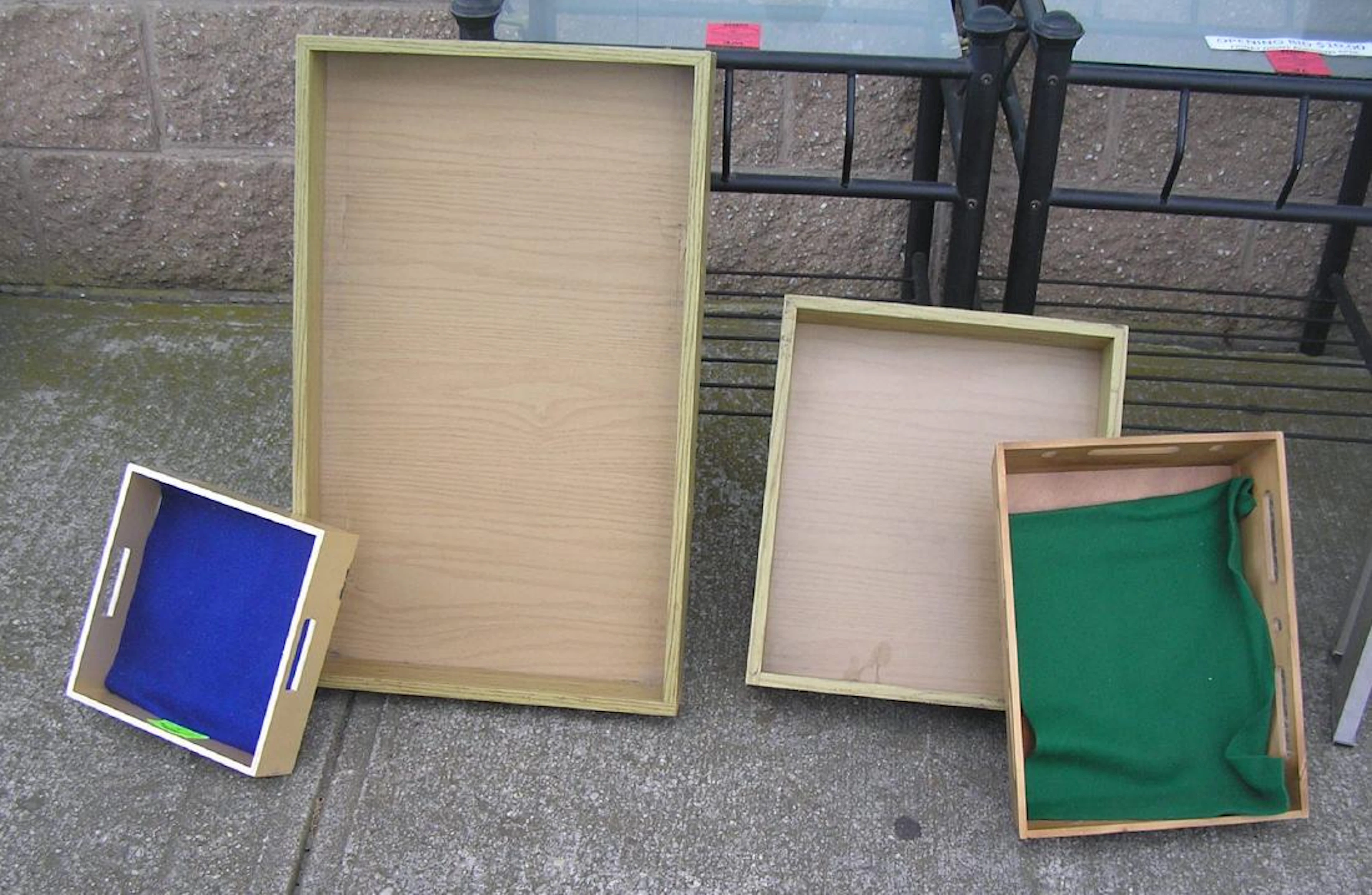 Group of 4 wood sorting/storage trays