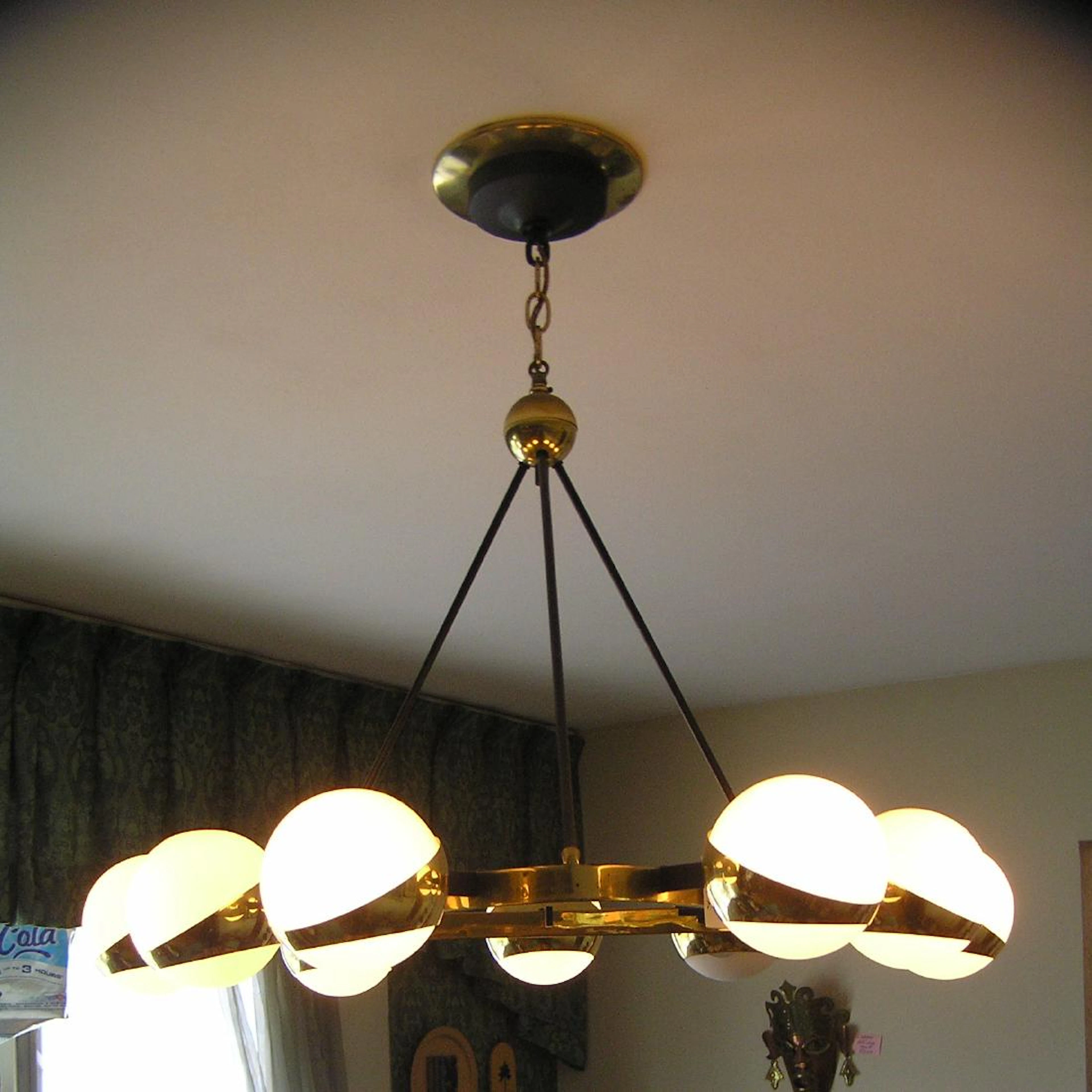 1950's Mid Century Modern brass chandelier