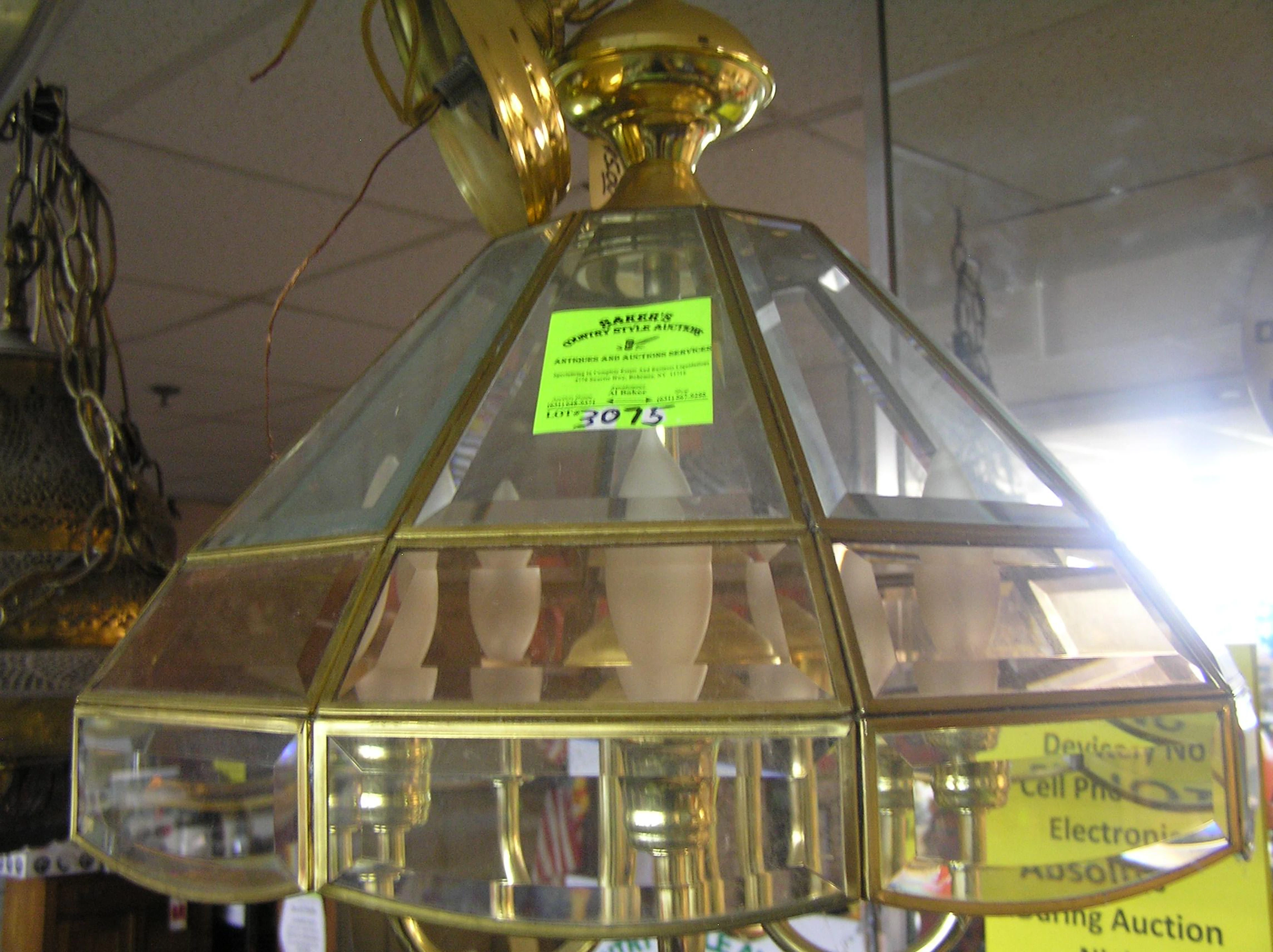 Brass and glass chandelier