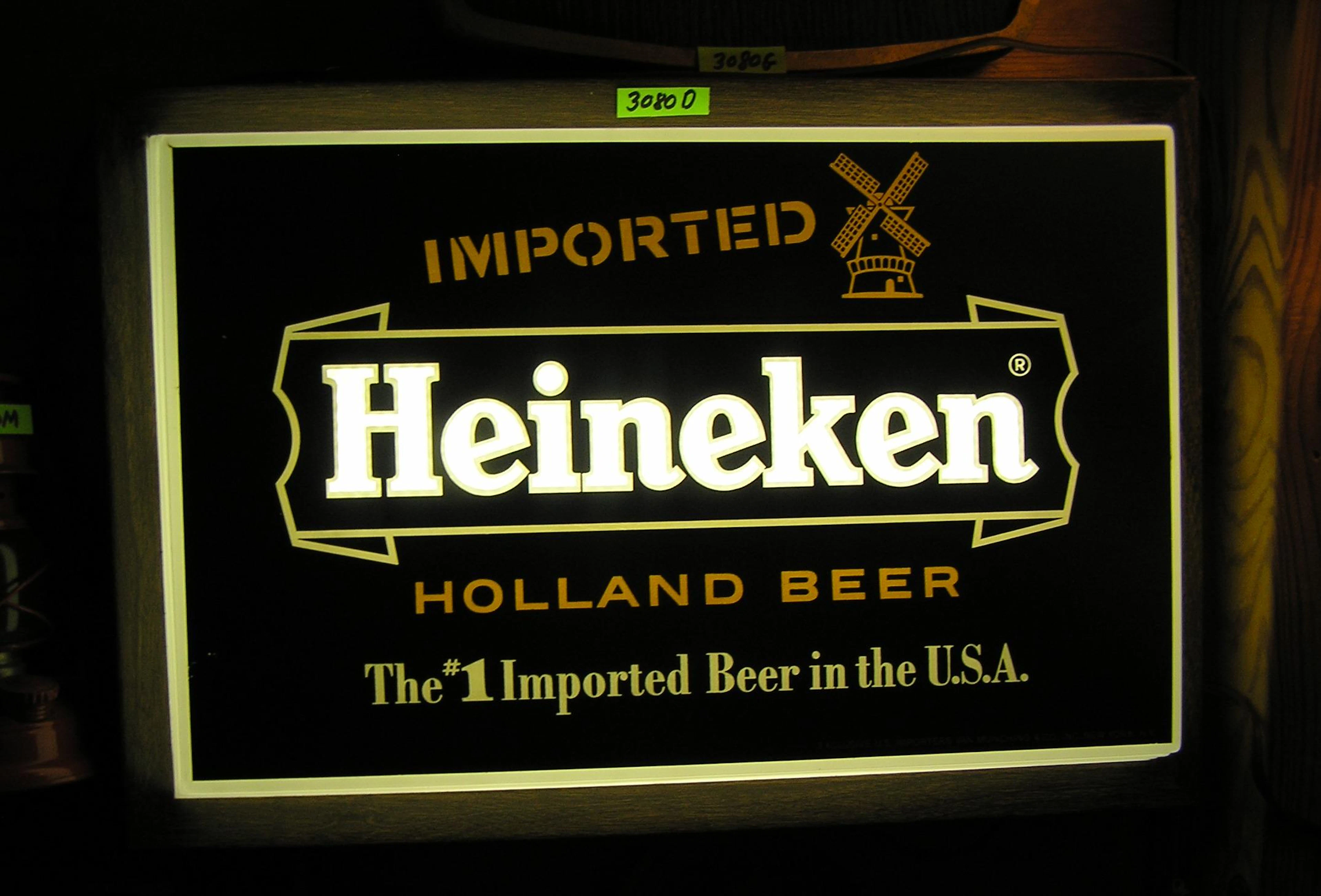 Early Heineken illuminated wall display piece