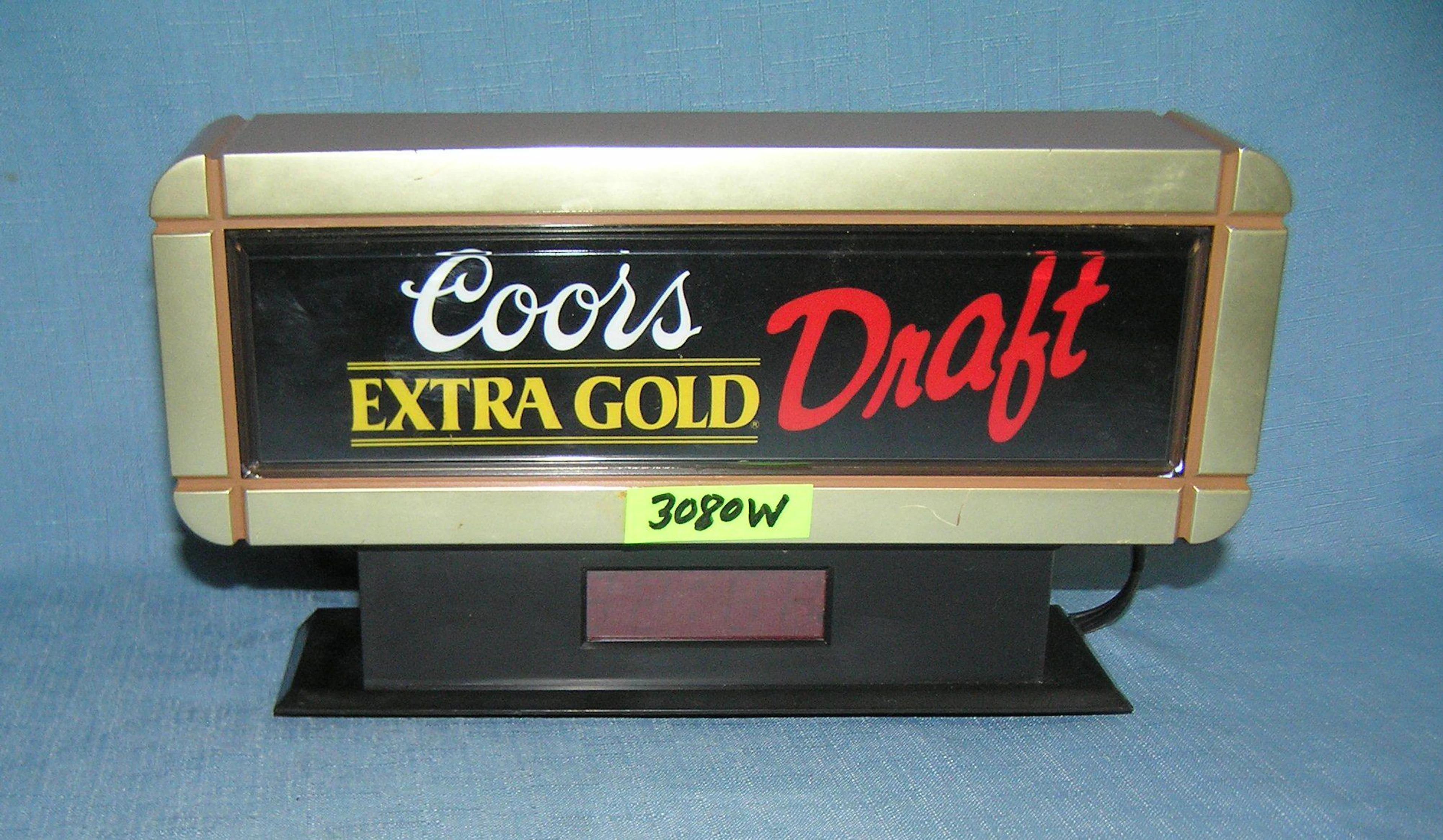 Vintage Coors illuminated clock display sig