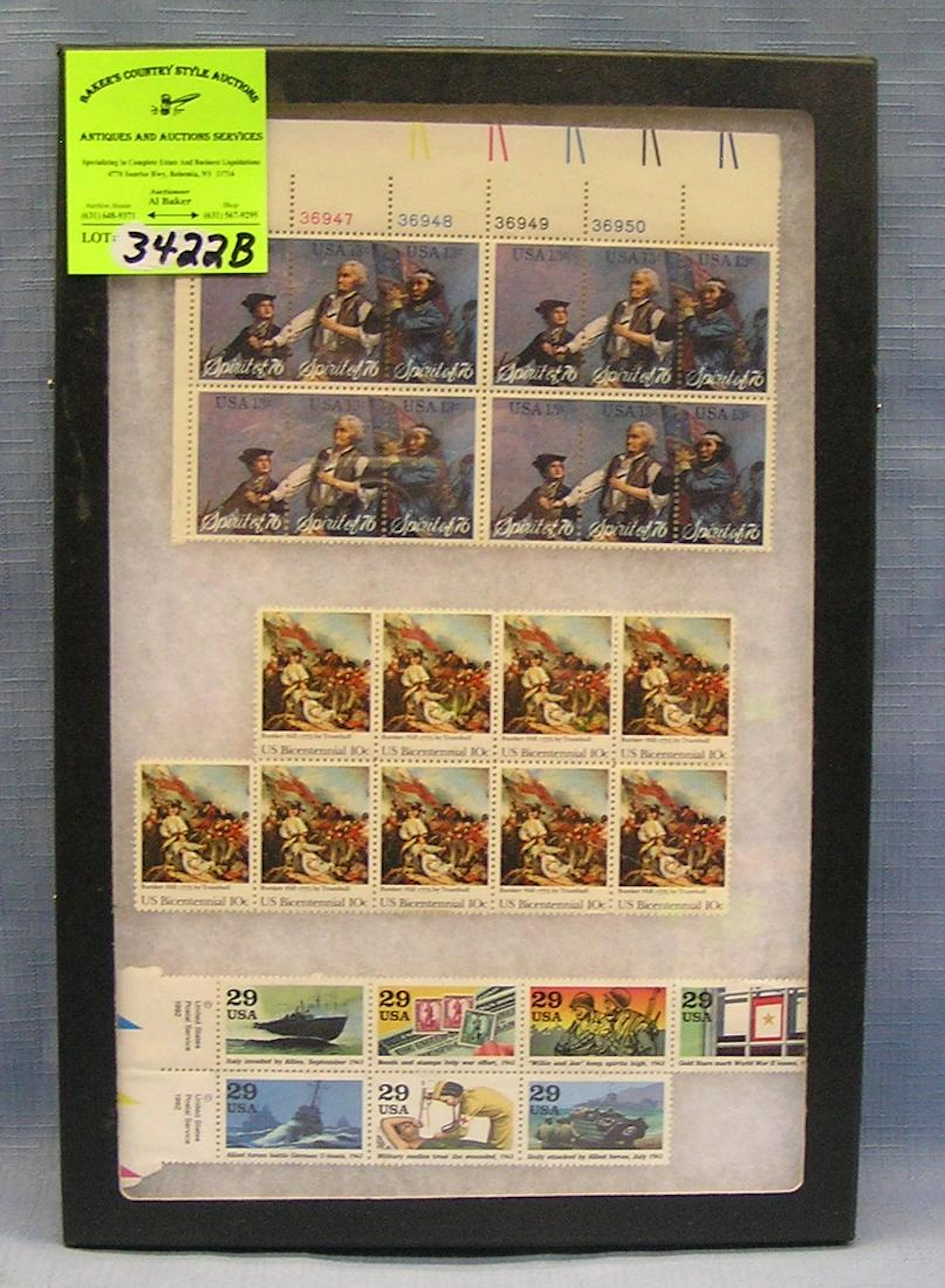 Collection of vintage US postage stamp sheets