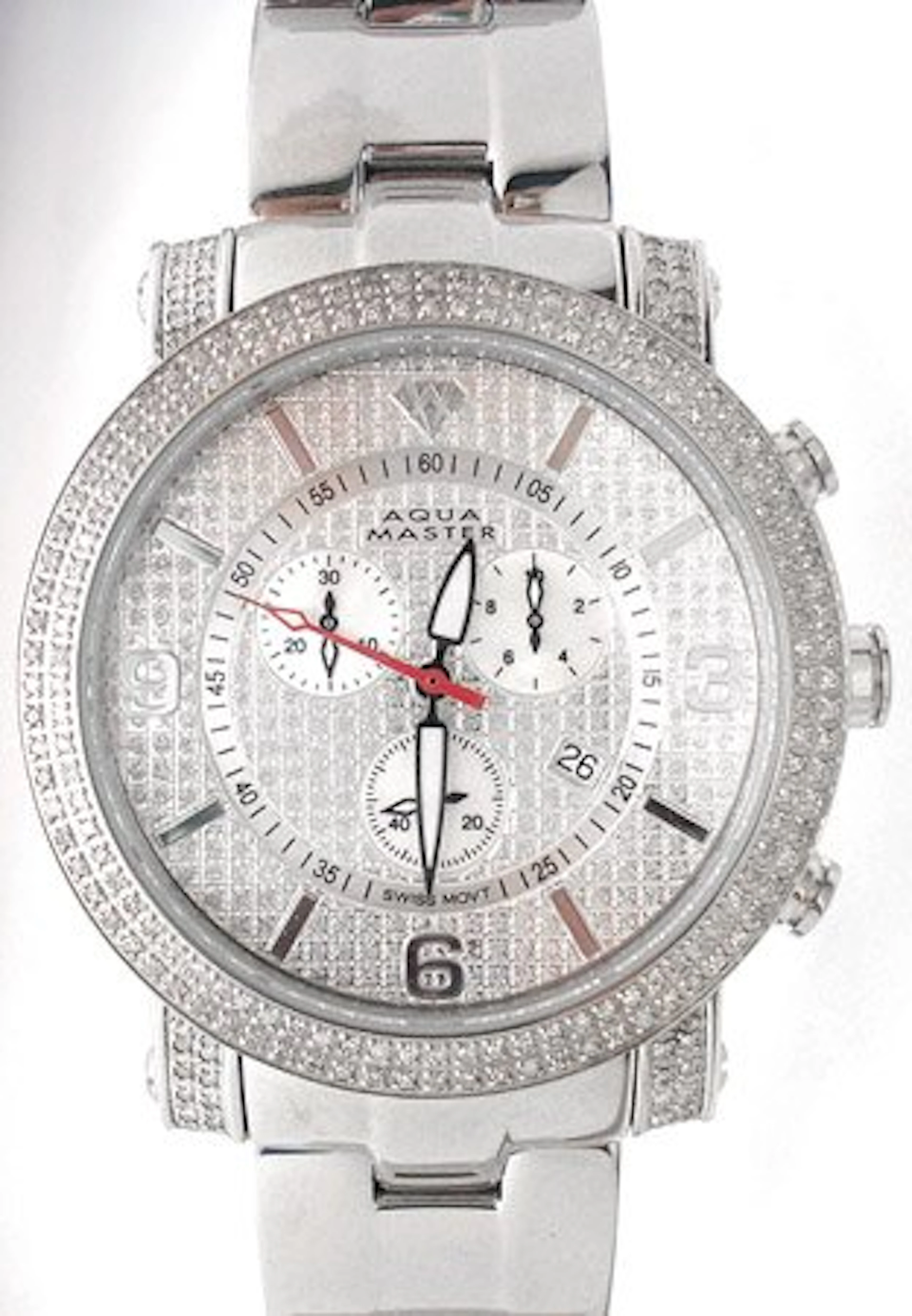 993: Aqua Master 3.50cttw Dia Silver/MOP Mens Watch