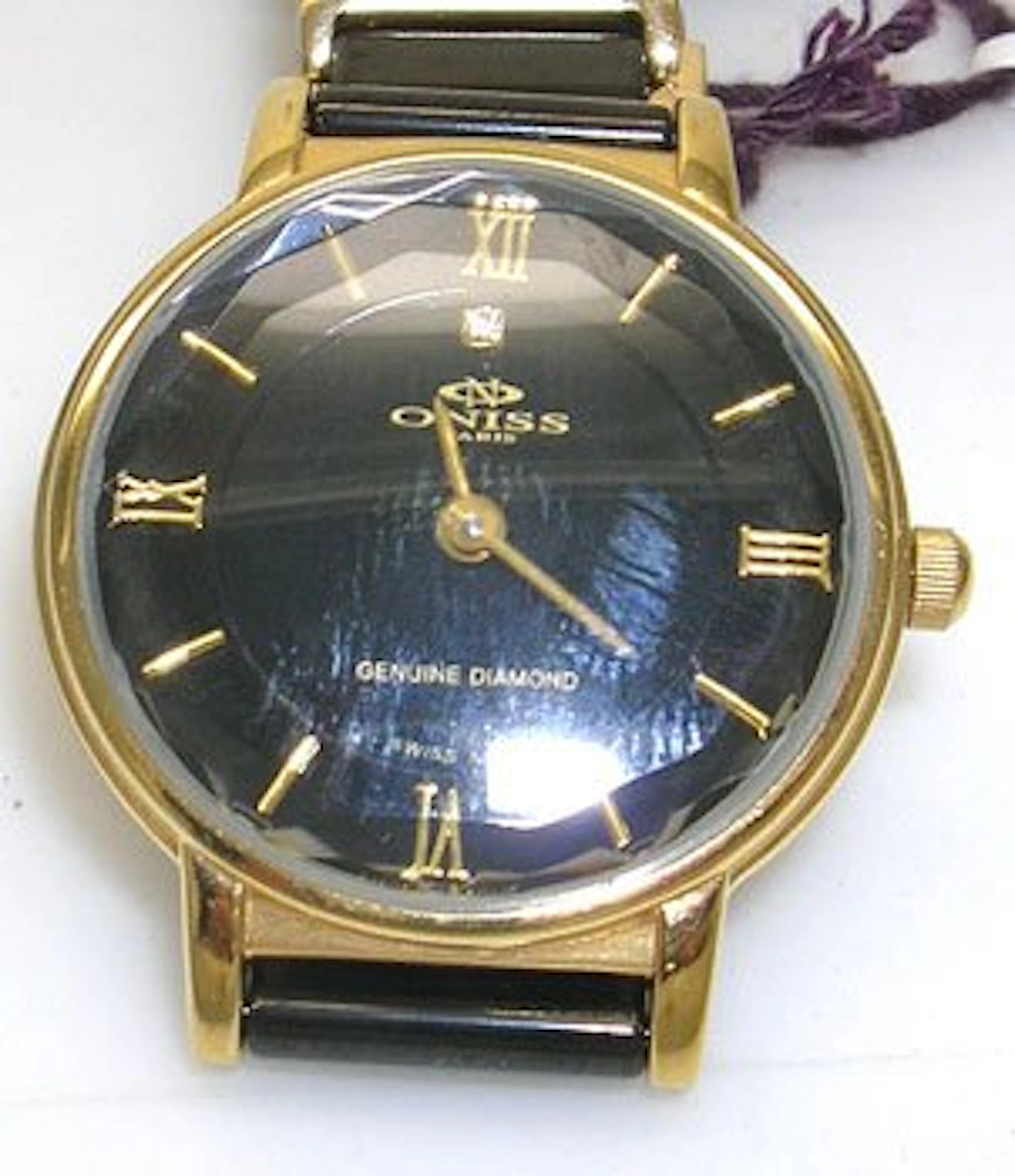 715: ONISS LADIES SCRATCH PROOF CERAMIC DIAMOND WATCH