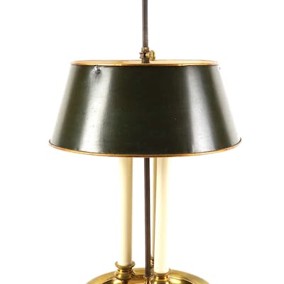 A FRENCH BRASS THREE LIGHT BOUILLOTTE LAMP
