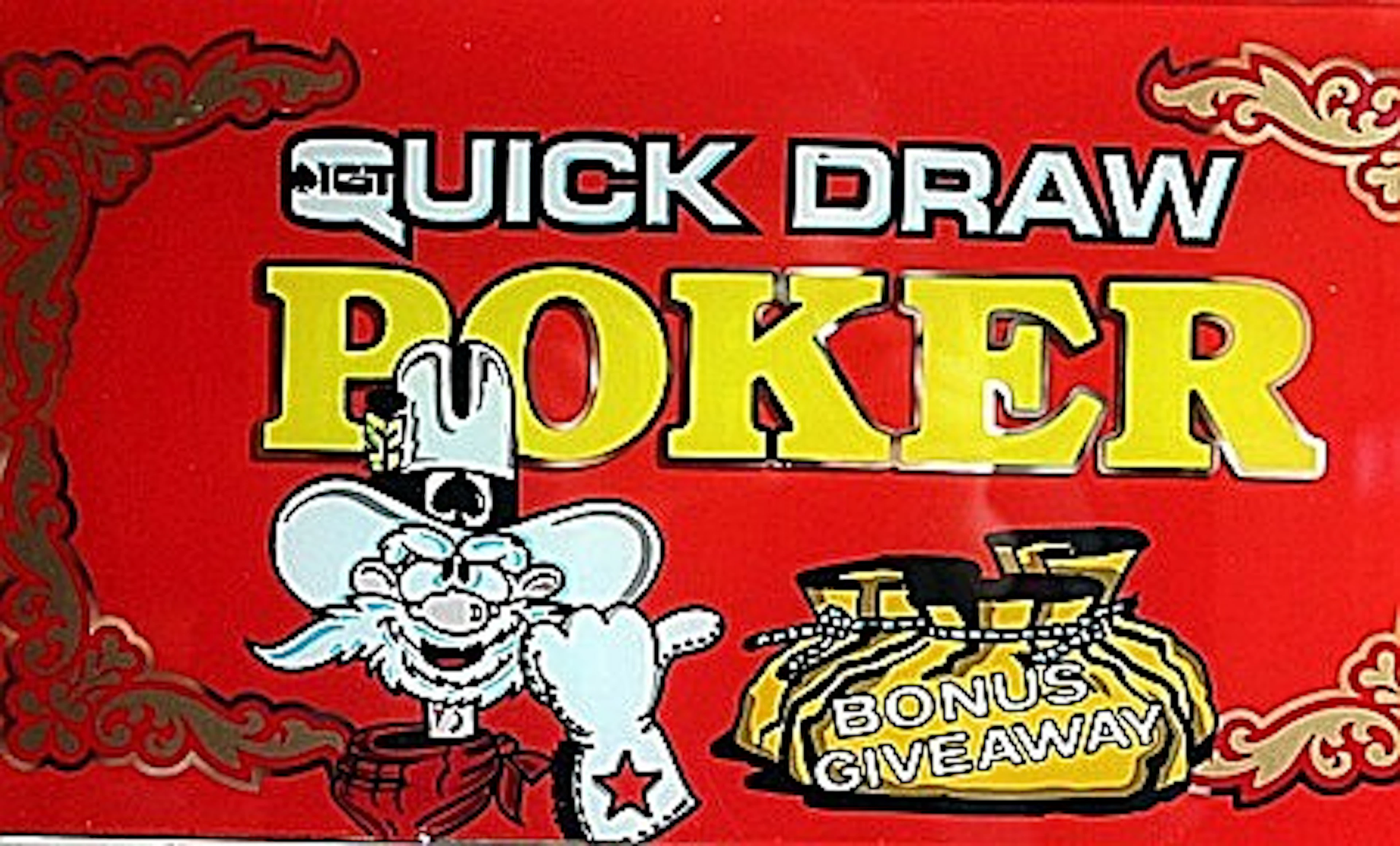 Vintage Collectible Casino Slot Machine Glass " Quick Draw Poker"