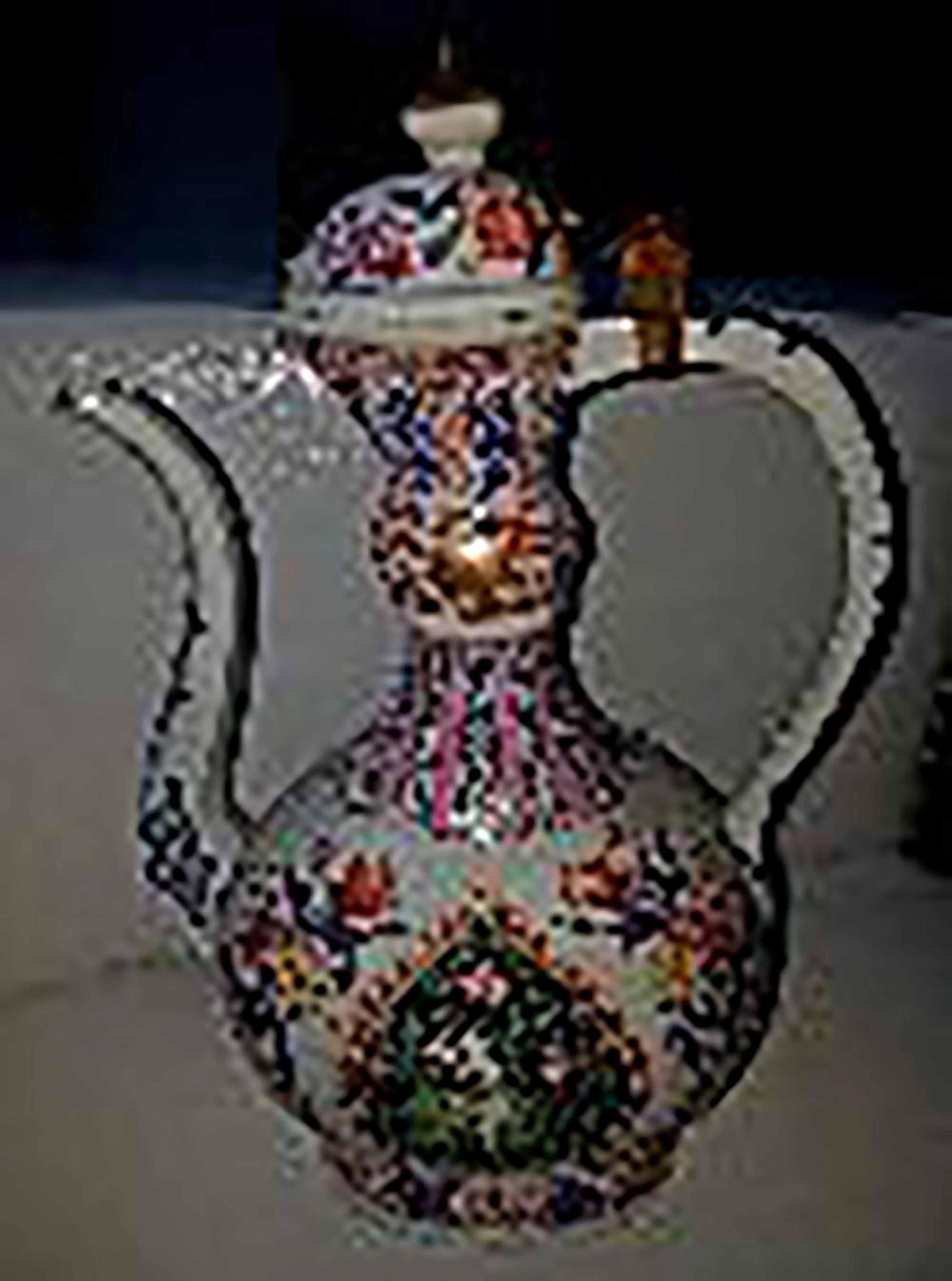 Antique French Paris Famille Rose Samson Armorial Chinese Porcelain Wine Pitcher