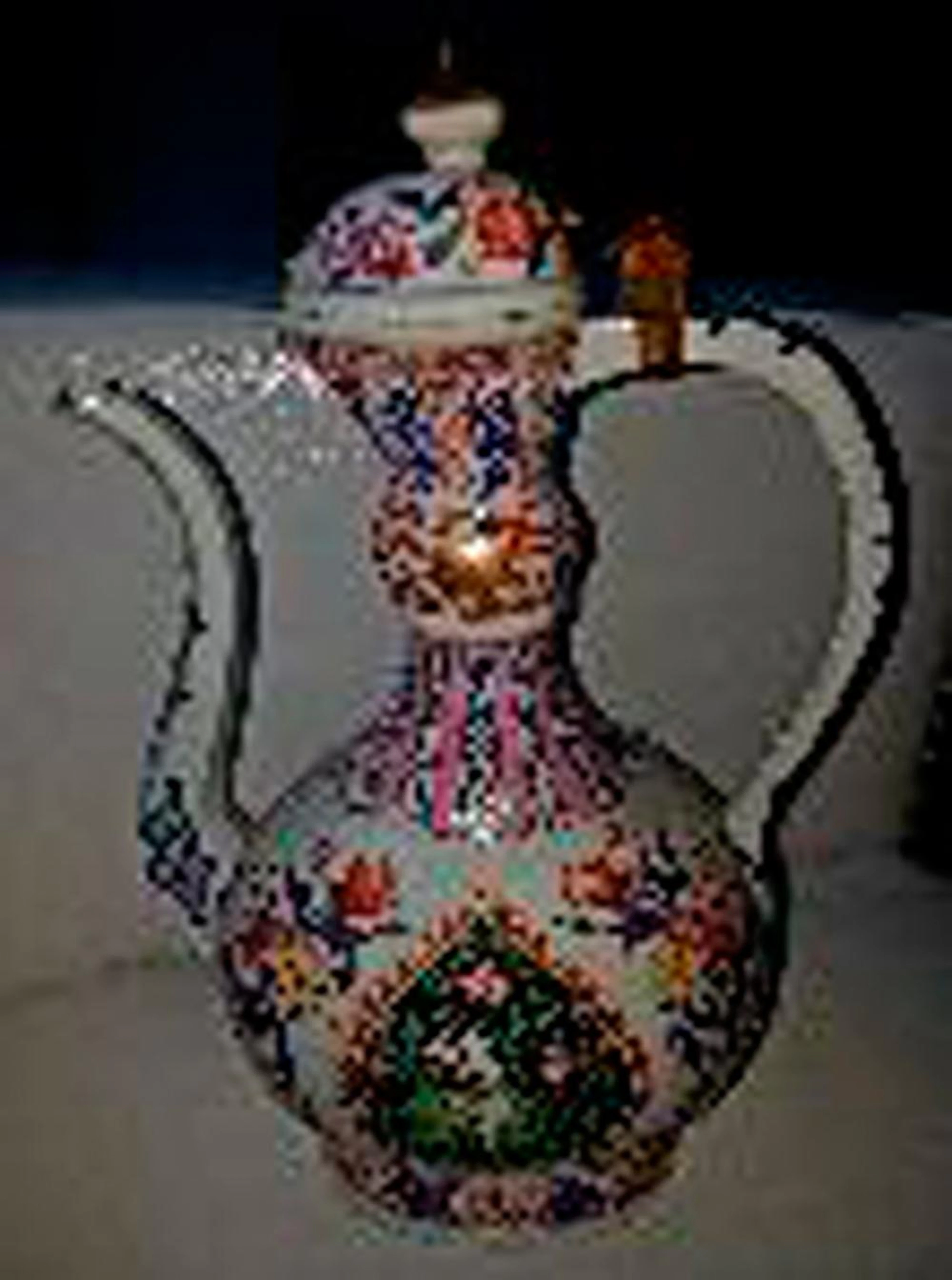 Antique French Paris Famille Rose Samson Armorial Chinese Porcelain Wine Pitcher