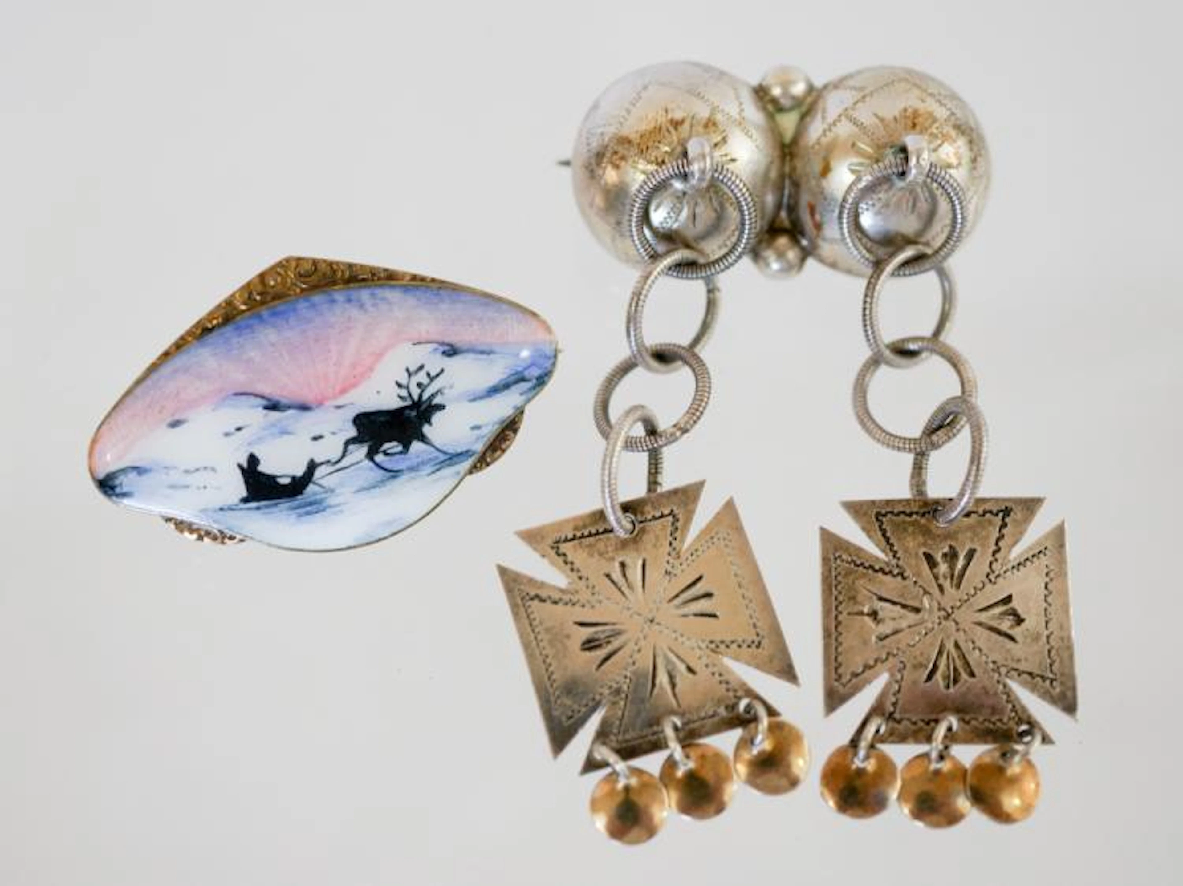 Scandinavian Sterling ans Enamel Pin and Solje