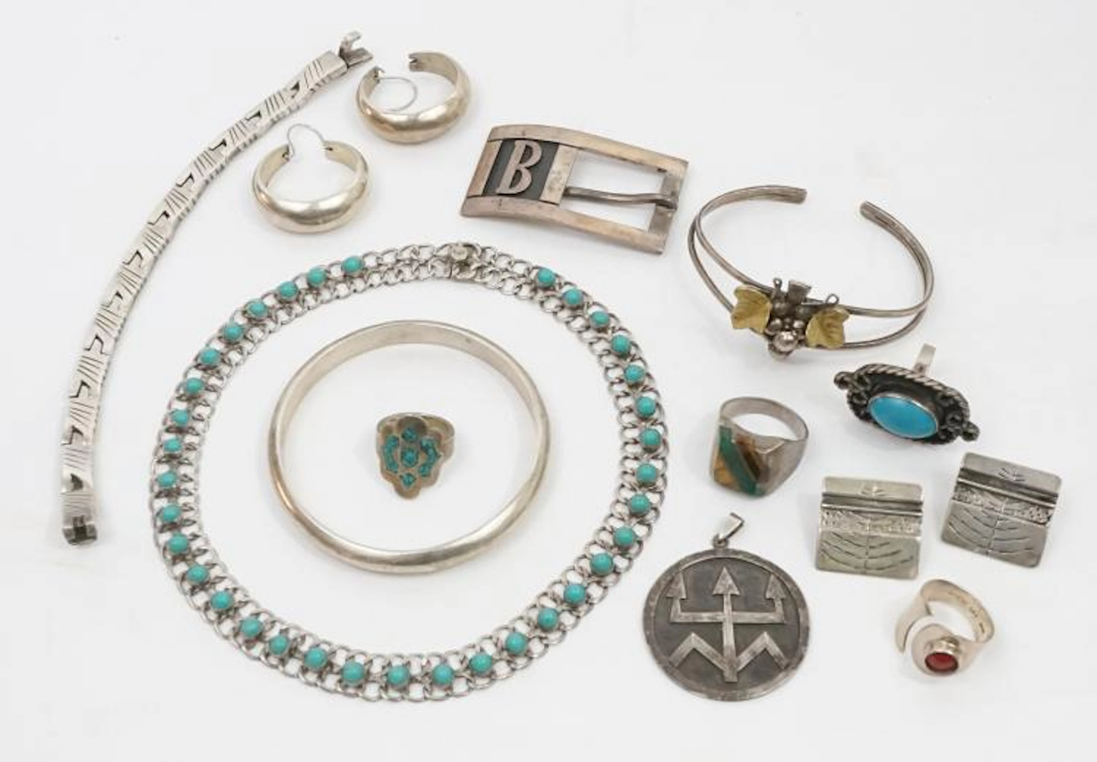 A Group of Mexican Sterling Jewelry