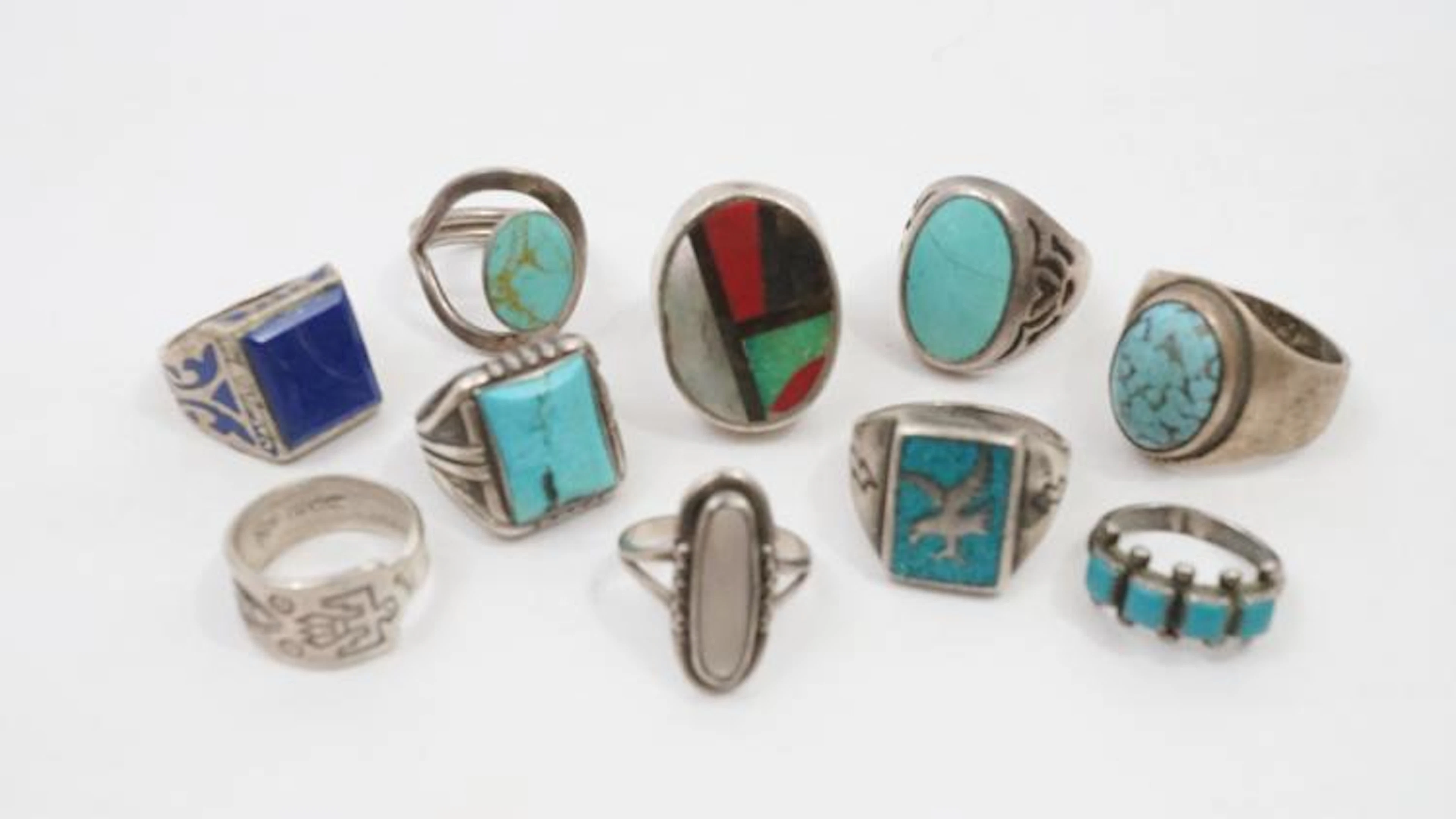 Ten Vintage Native American Southwest Rings