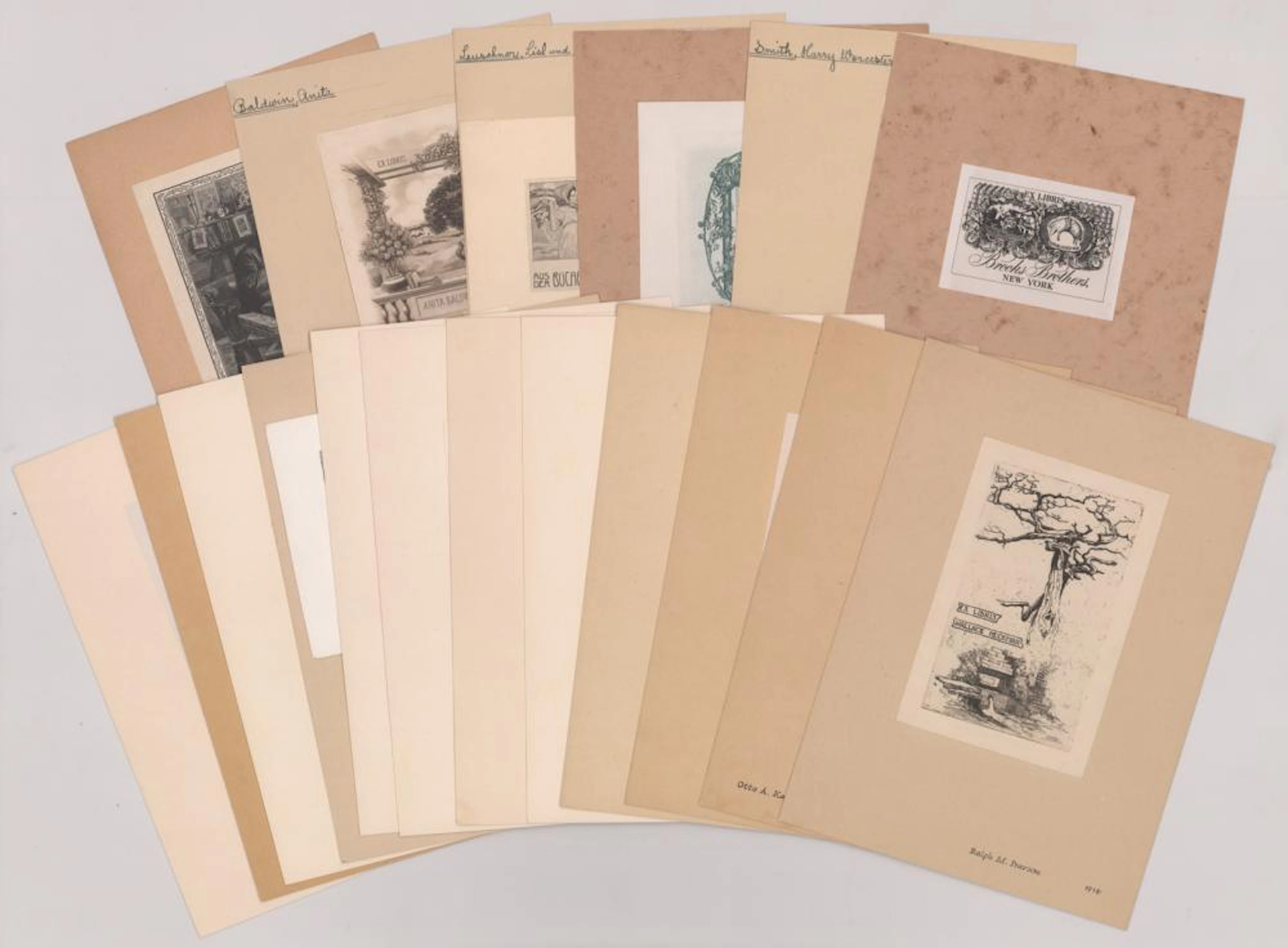 Eighteen Vintage Bookplates Ex-Libris Label