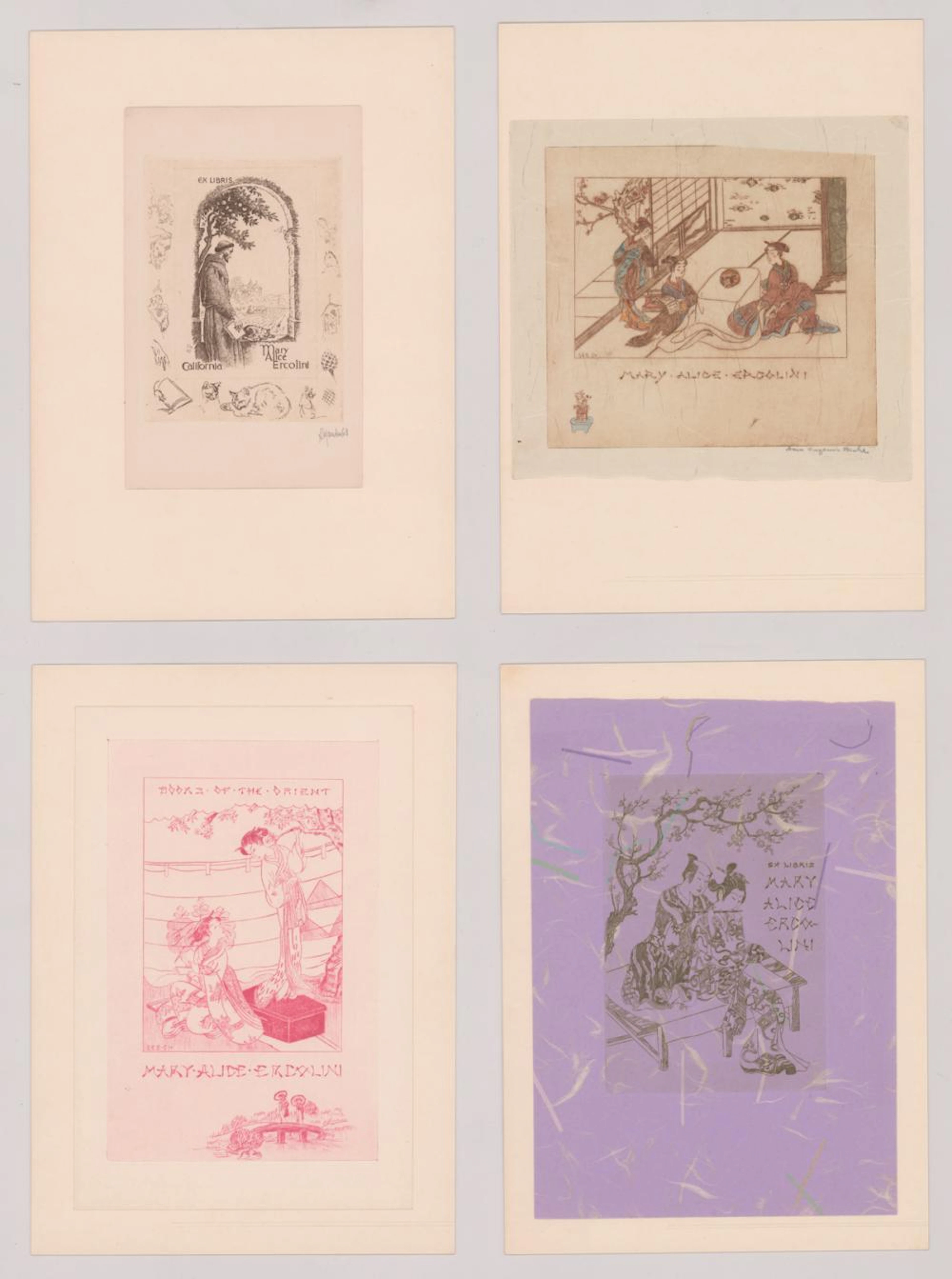 Four Bookplates for Mary Alice Ercolini