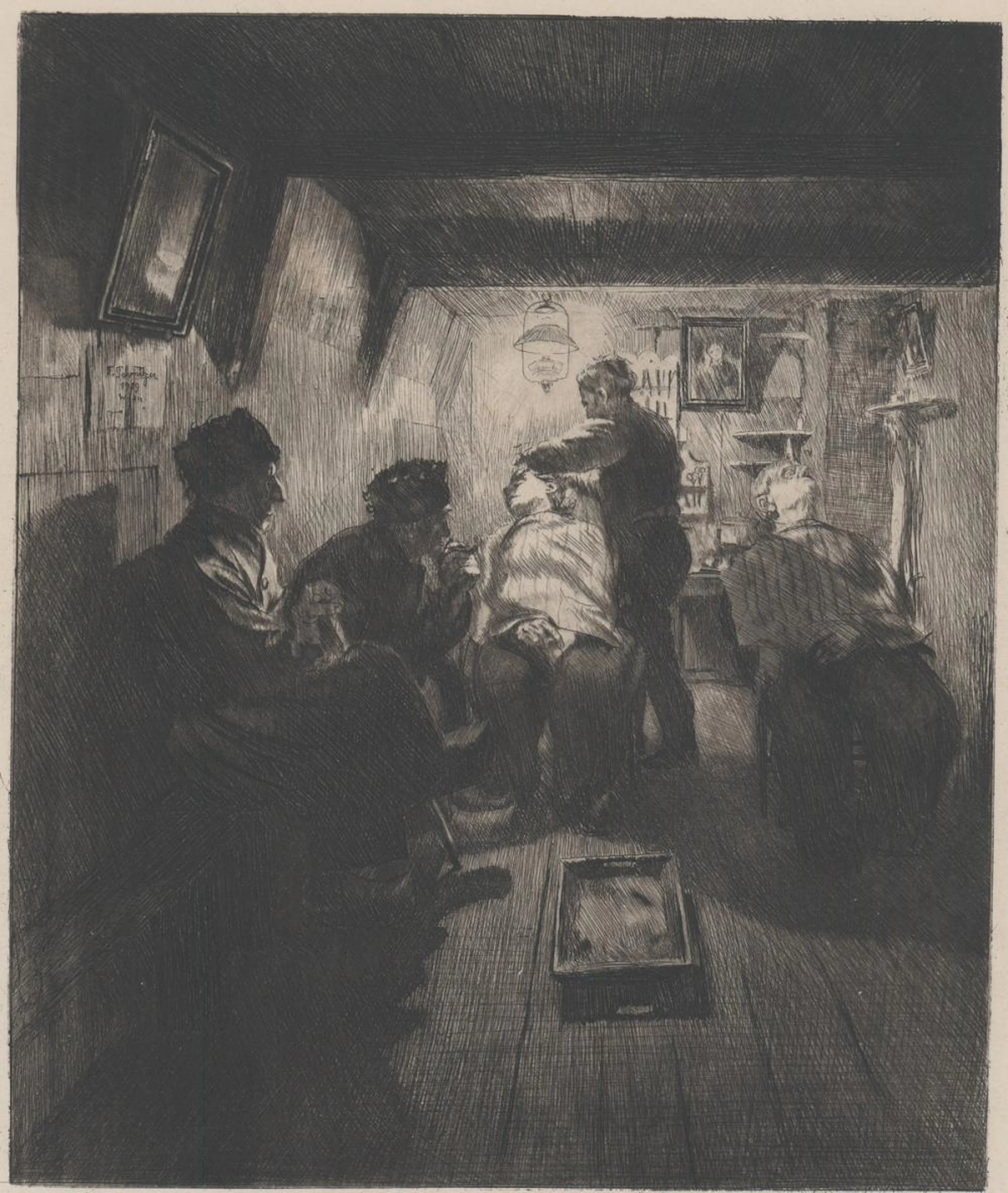 Ferdinand Schmutzer Etching [Barber Shave]
