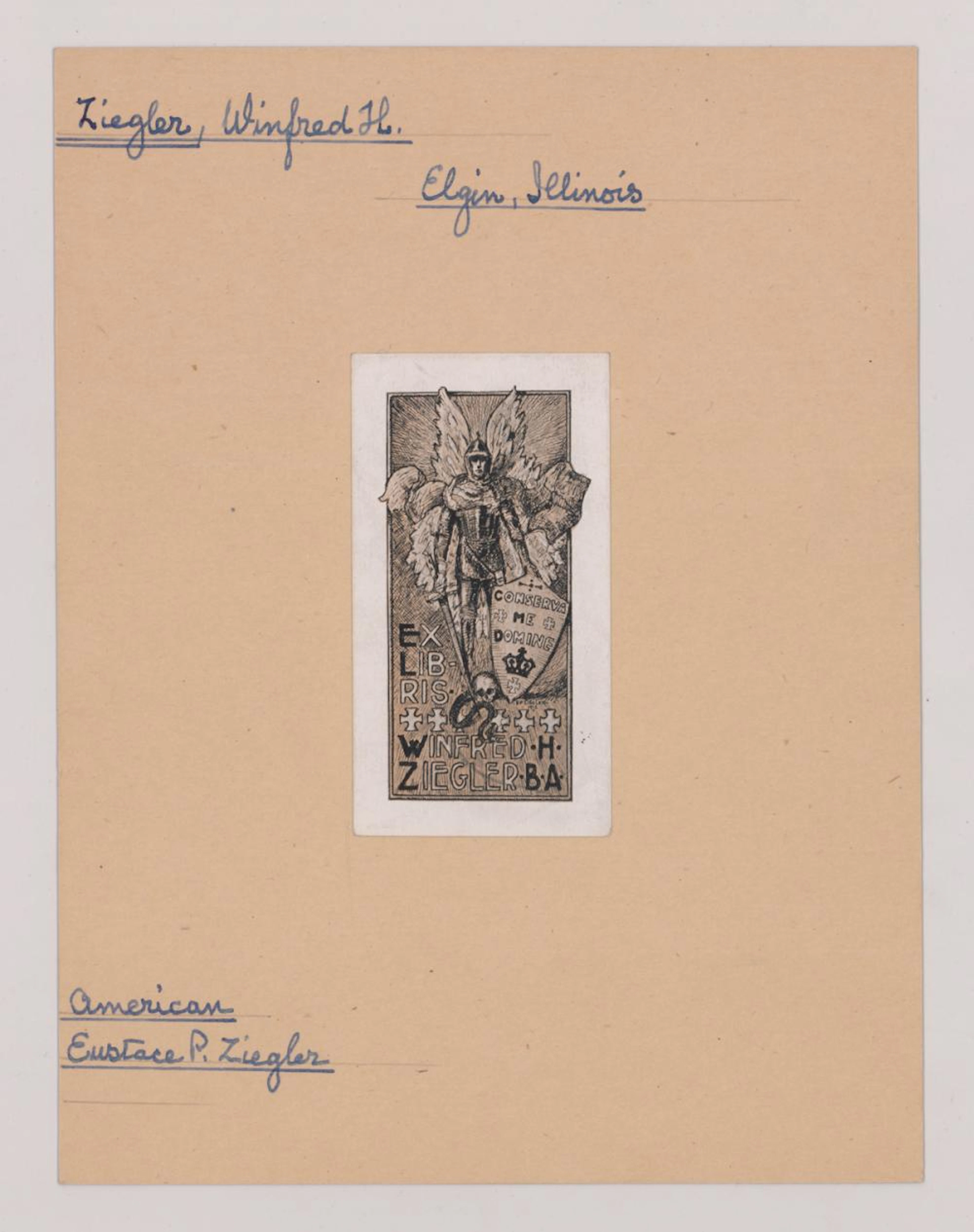 Eustace Ziegler for Winfred Ziegler [Bookplate]