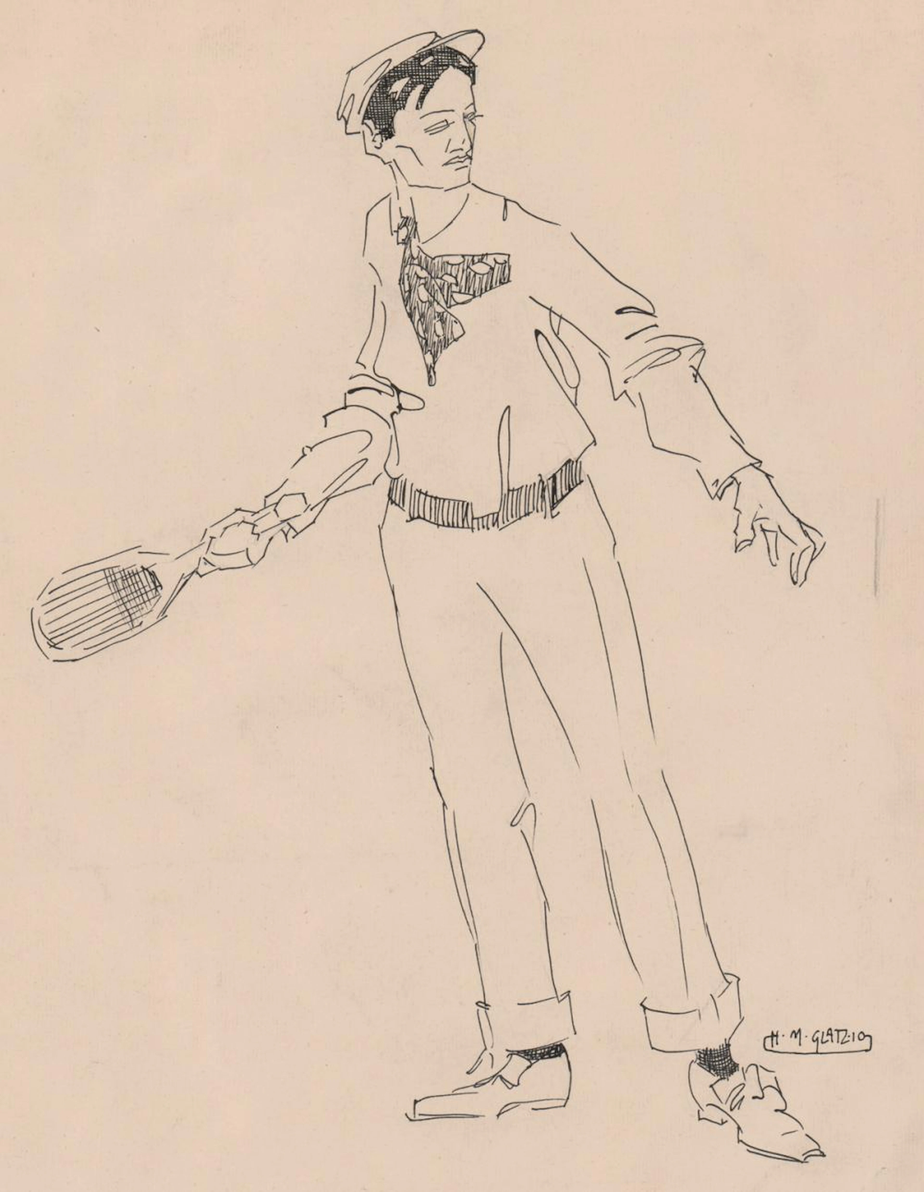 Hans Maria Glatz Drawing [Tennis Player]