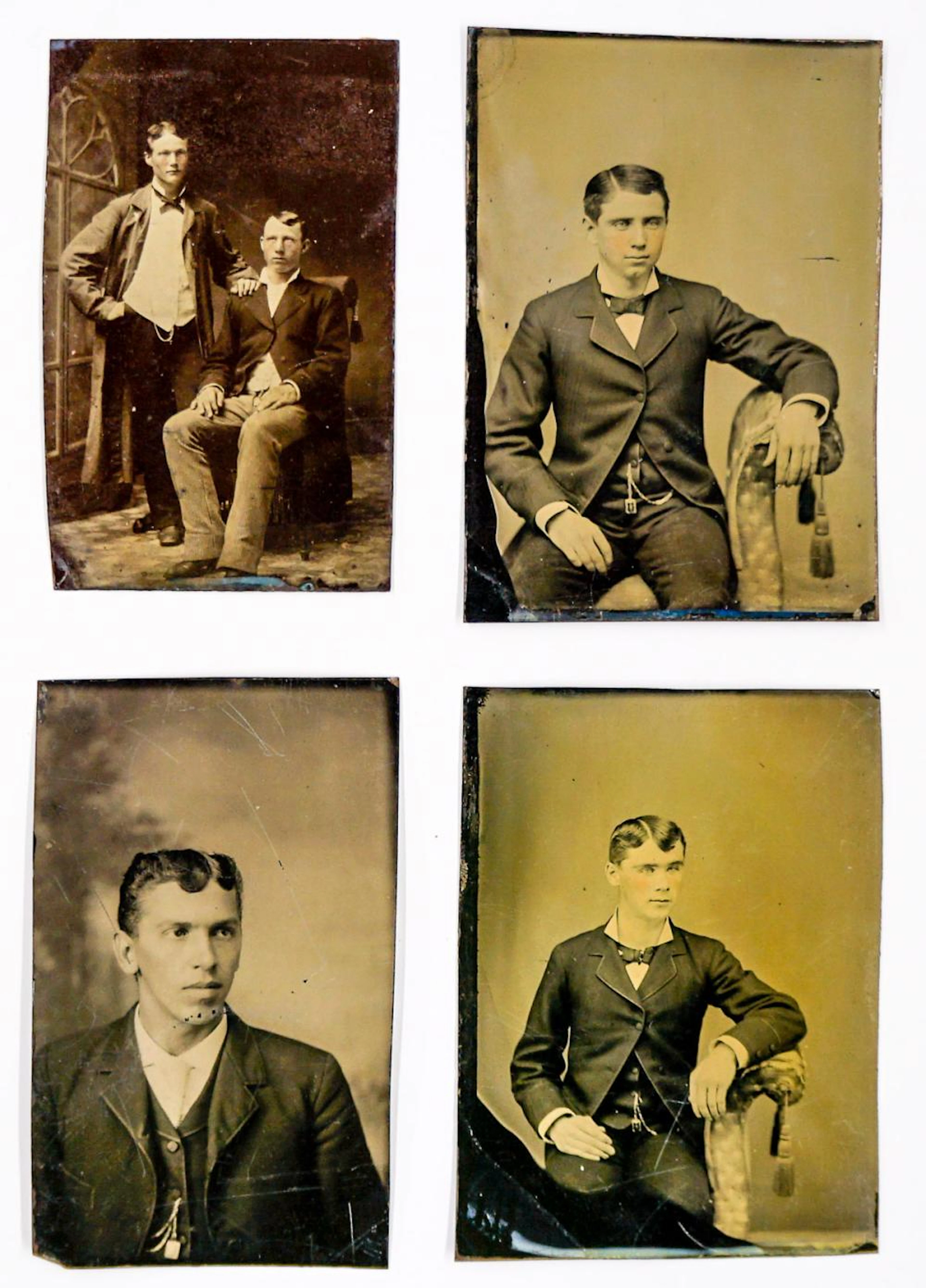 [Pocket watches, Watch Fobs] Antique Tintypes