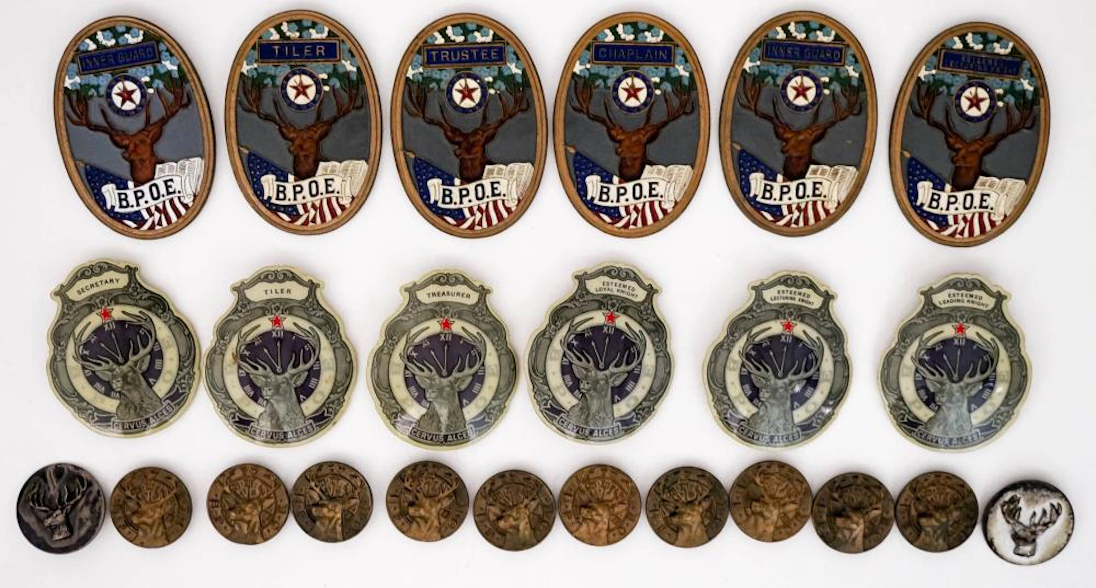Vintage (24) BPOE Elks Lodge Officer Medals