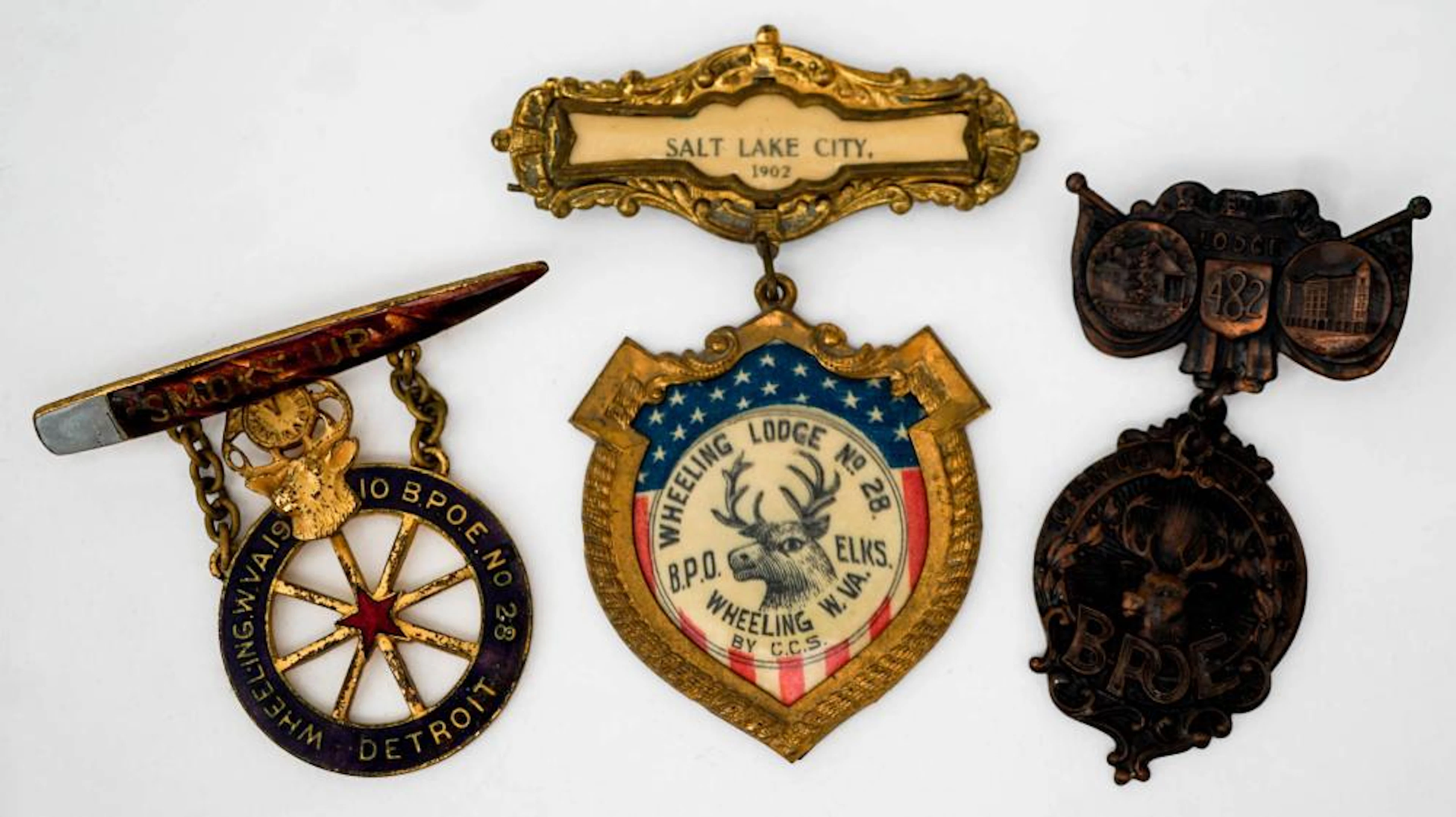 BPOE Elks Lodge (3) Badges [West Virginia]