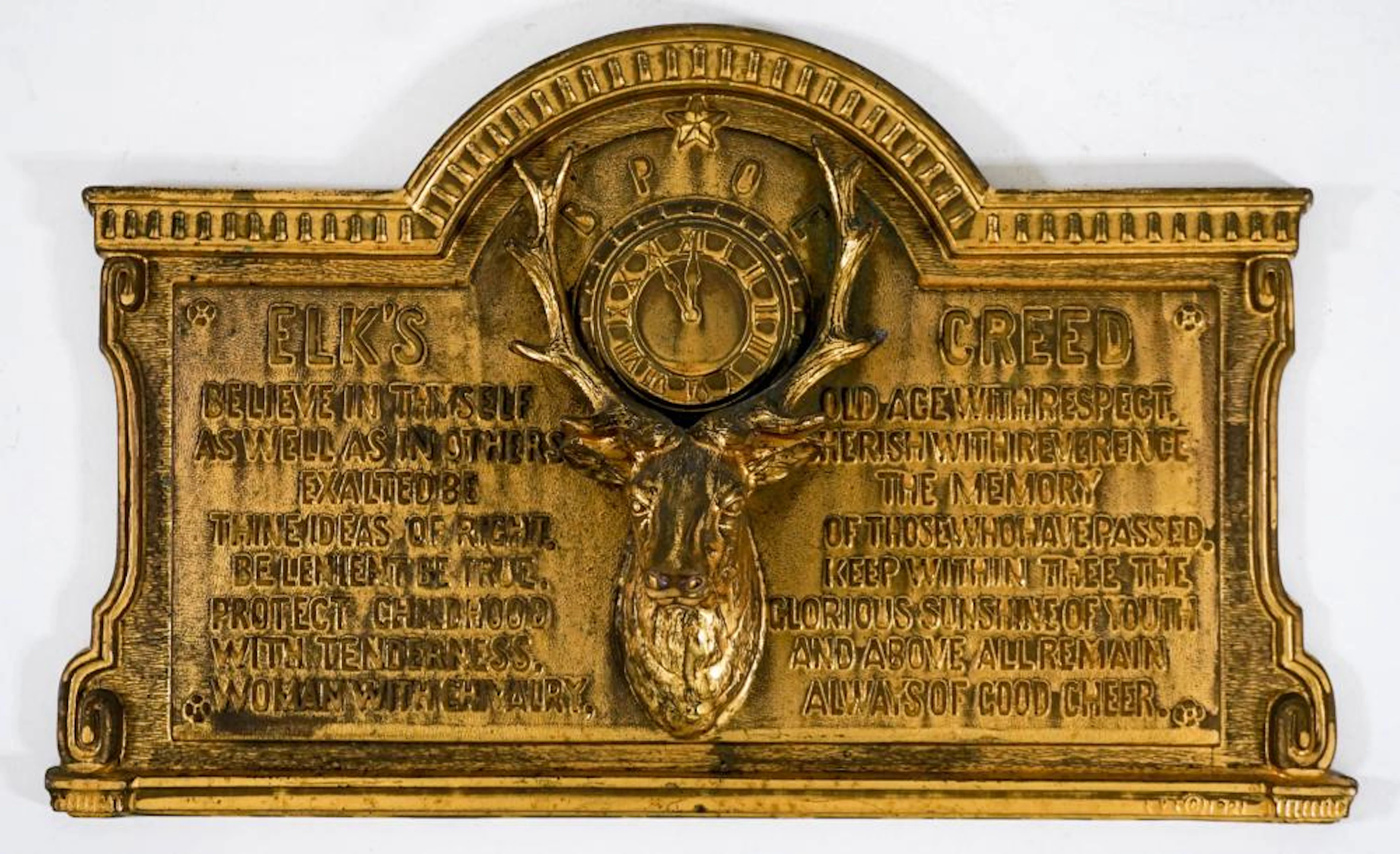 Elks Creed Gold Gilt Wall Plaque