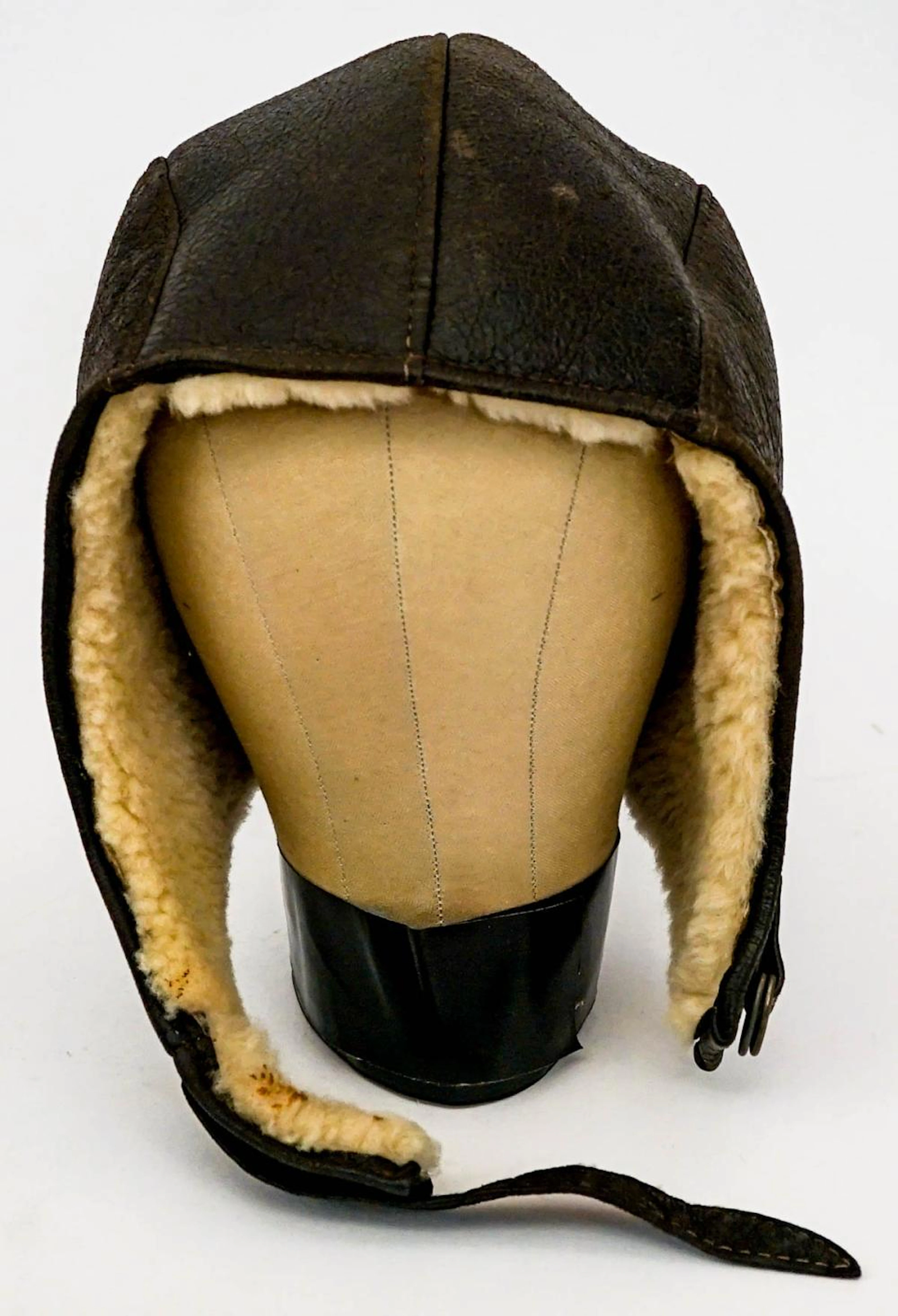 Leather Sheepskin Flight Aviation Helmet