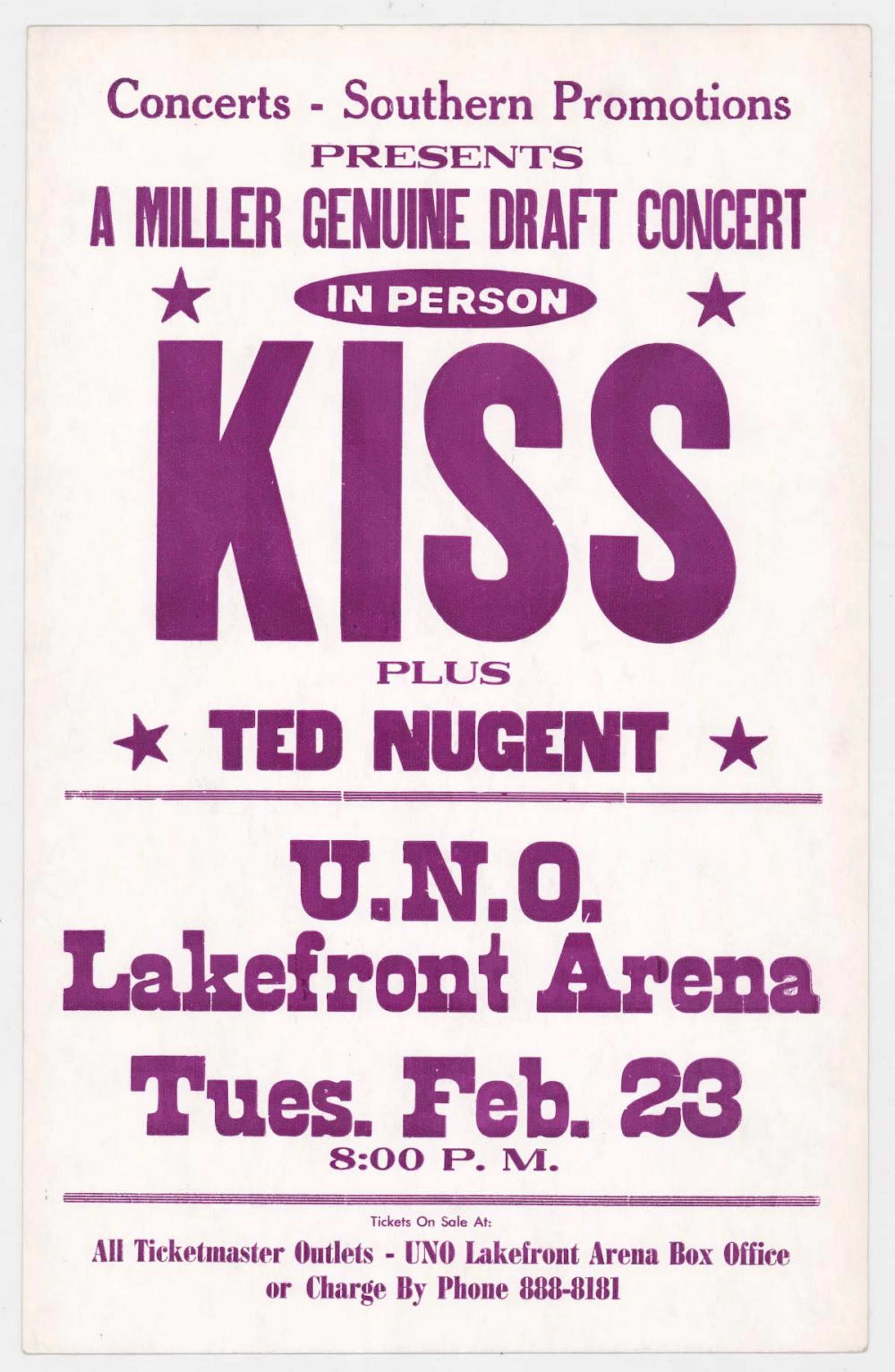 KISS Ted Nugent 1988 Concert Poster