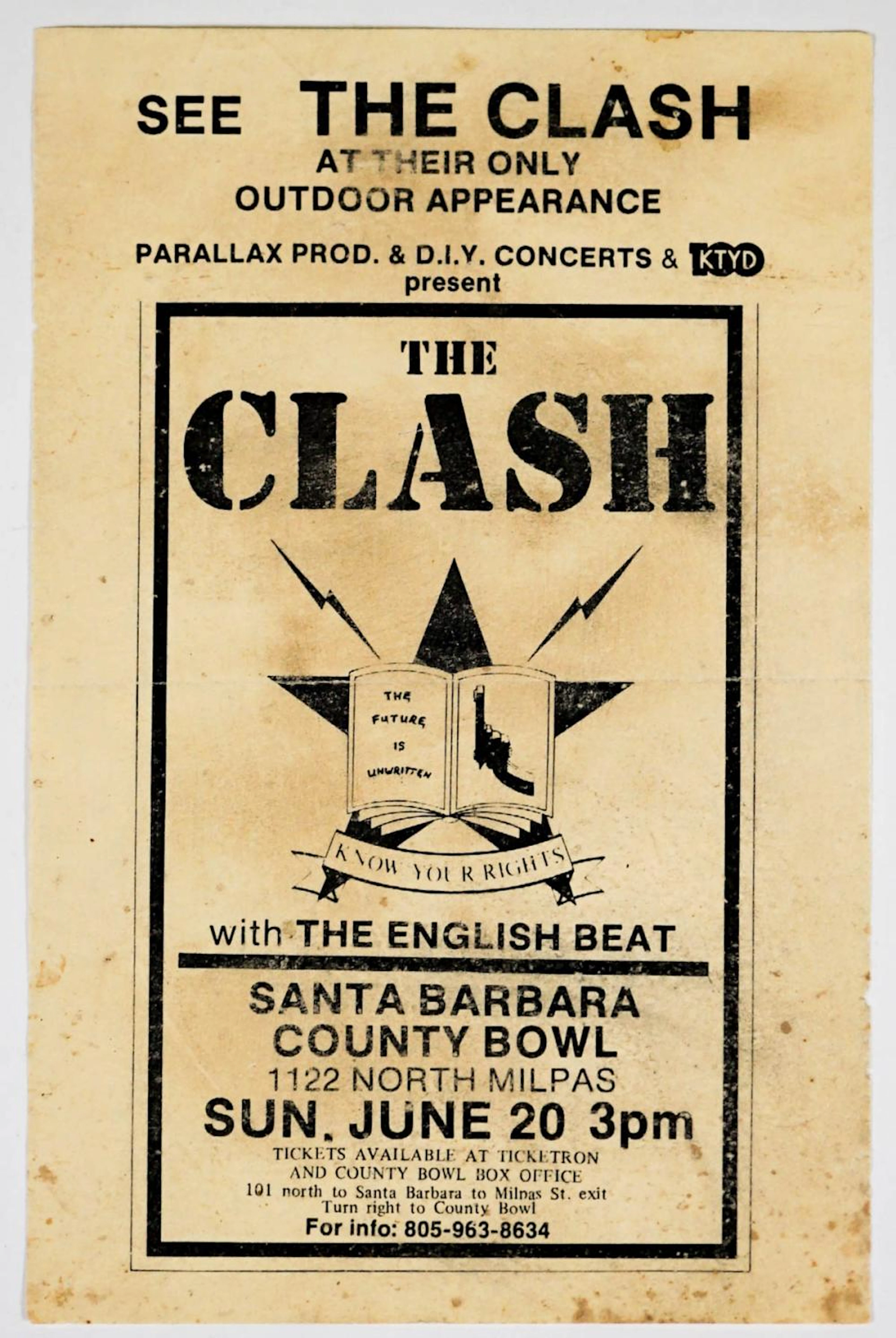 The Clash Santa Barbara Bowl Handbill