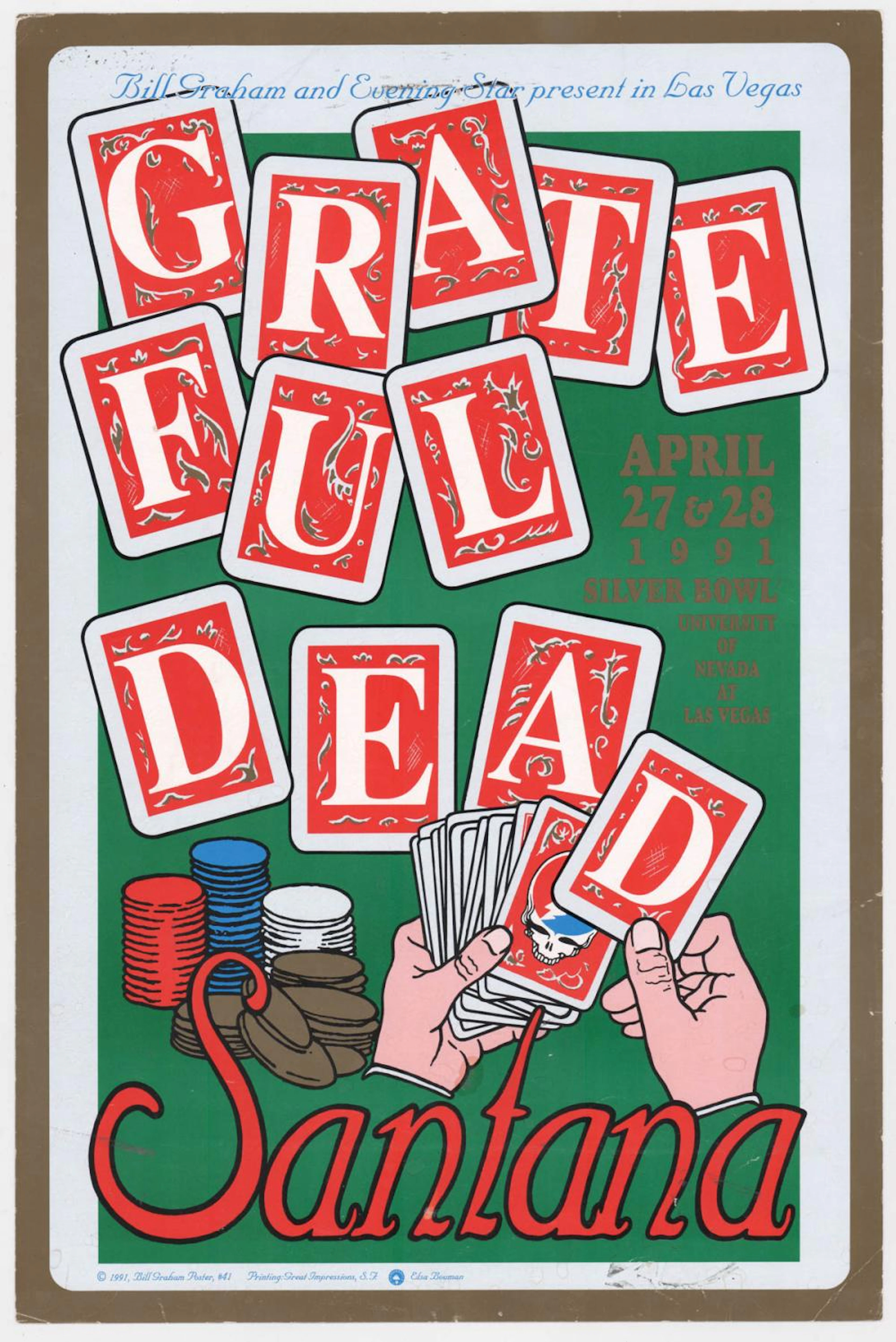 Grateful Dead 1991 Santana [2 Sided Poster]