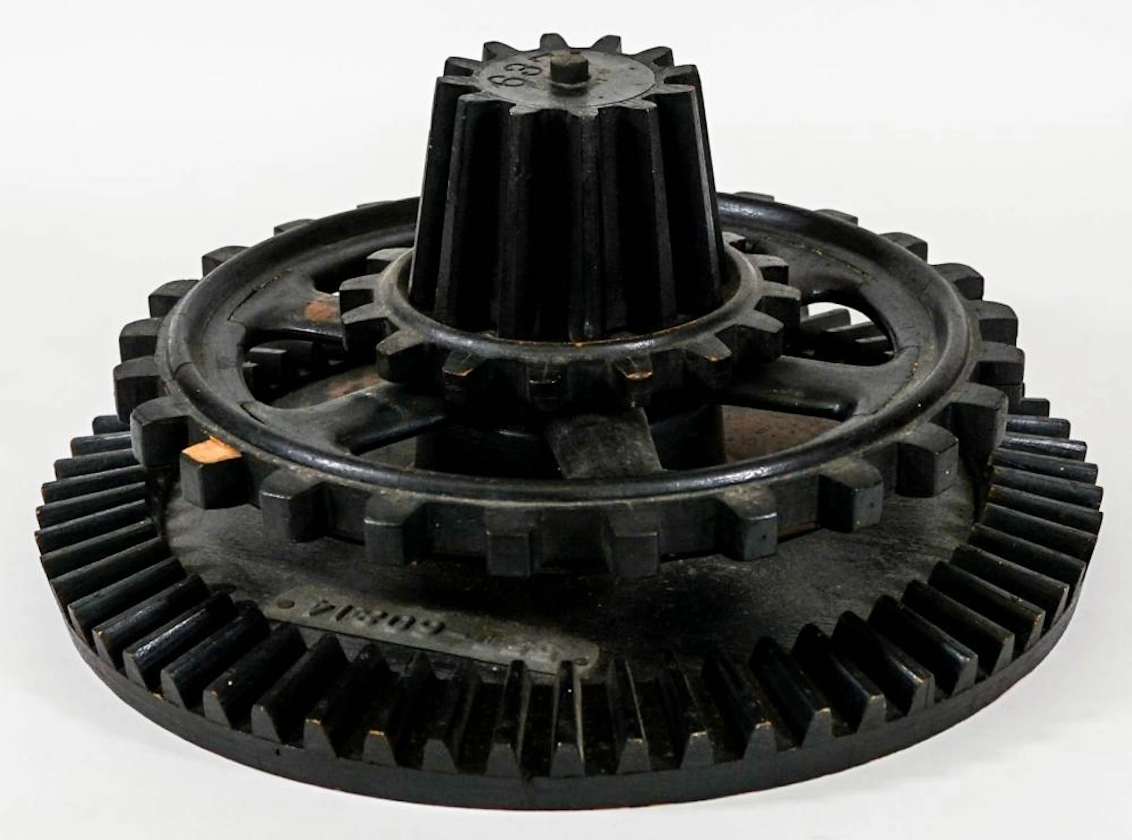 14 IN Vintage Industrial Age Wood Gear Art