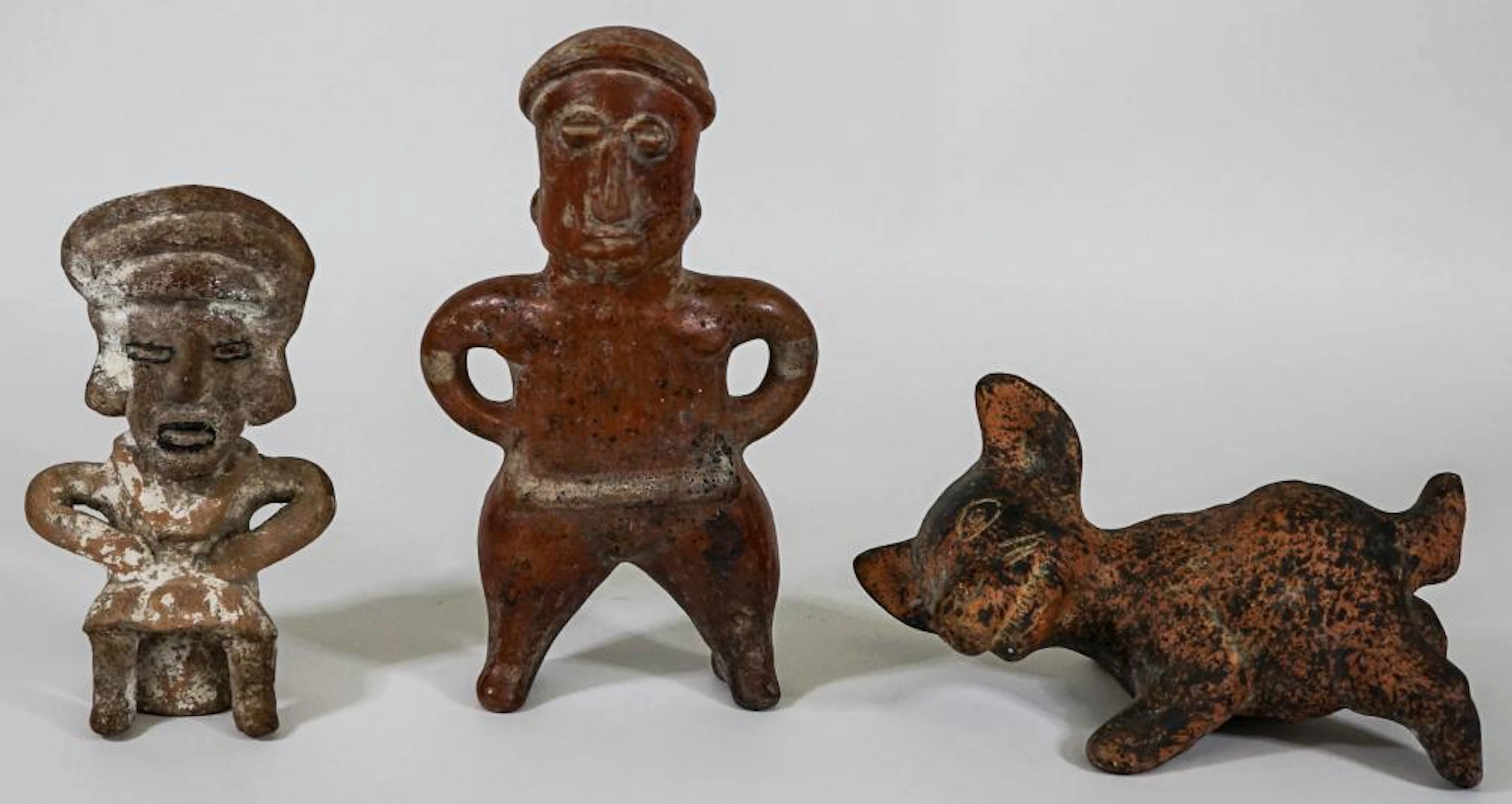 (3) Vintage Pottery Clay Figures
