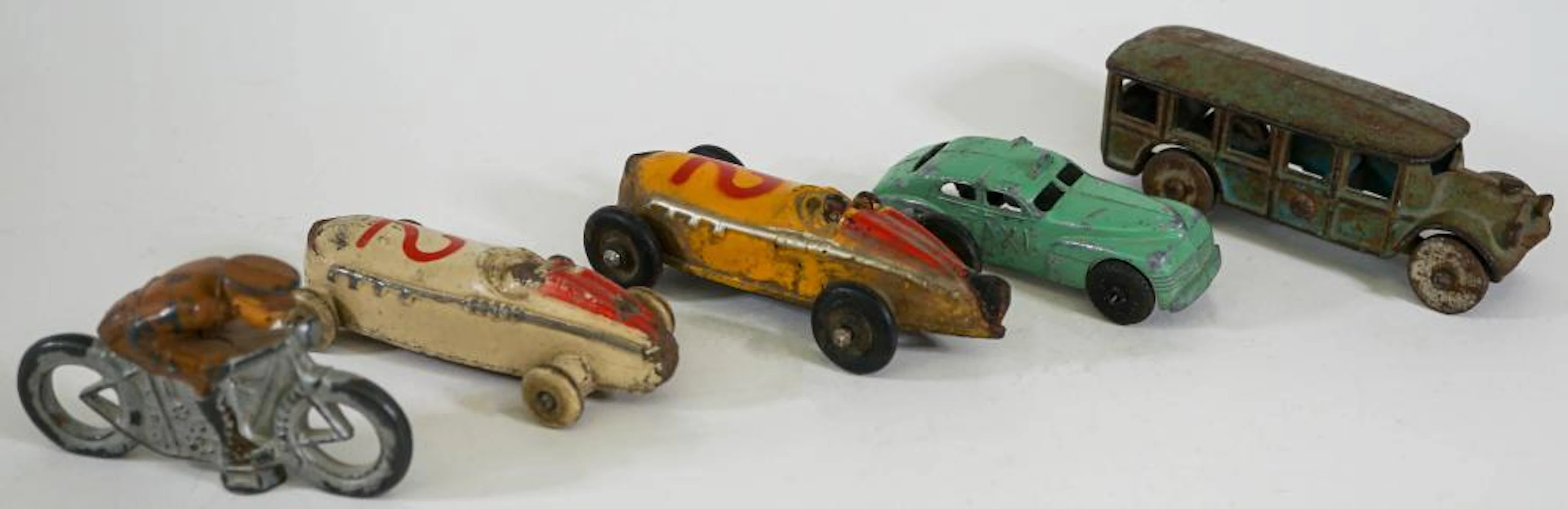 Antique (5) Toy Metal Cars / Motorcycle