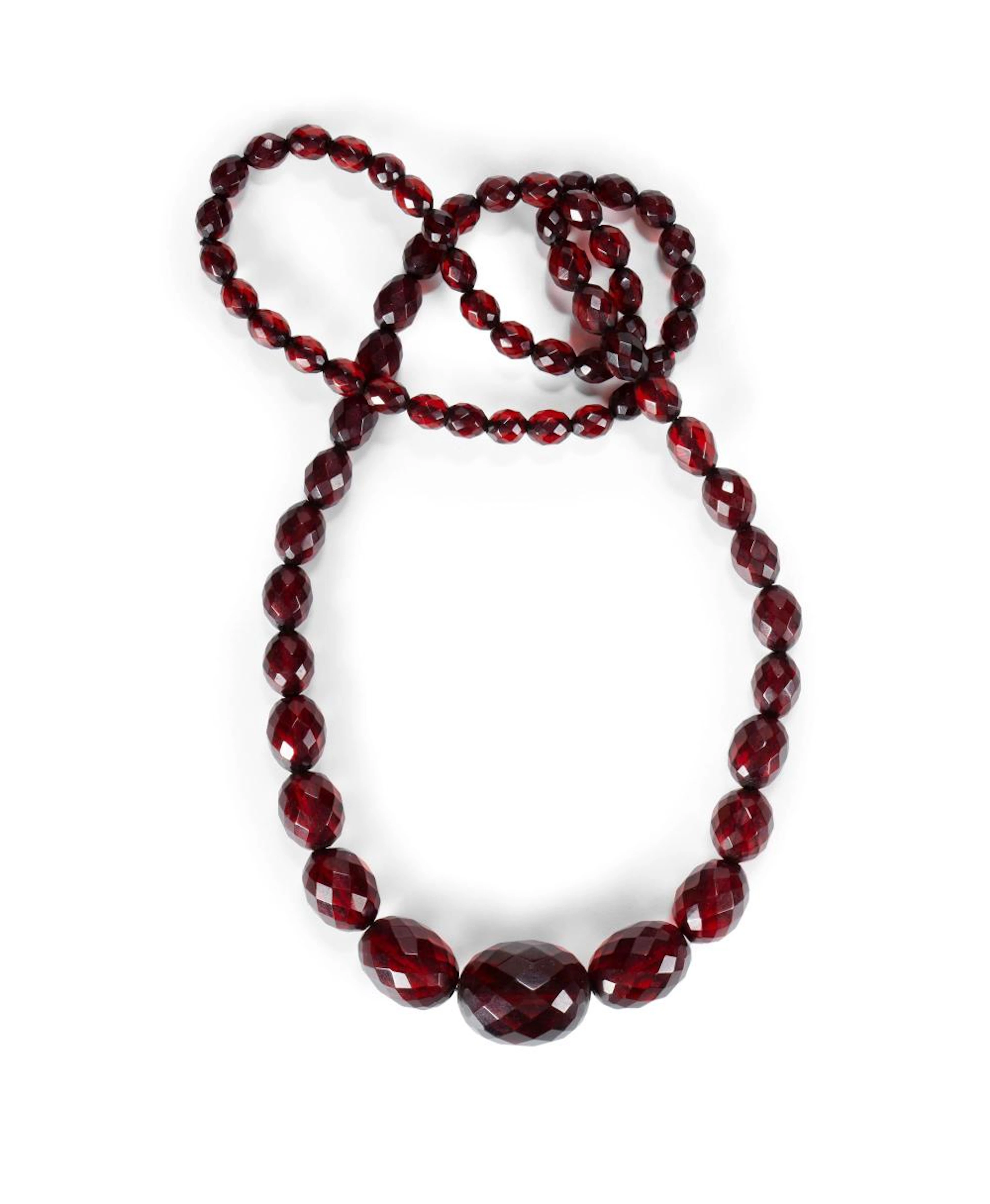 Faceted & Graduated 'Cherry Amber' (Bakelite) Necklace