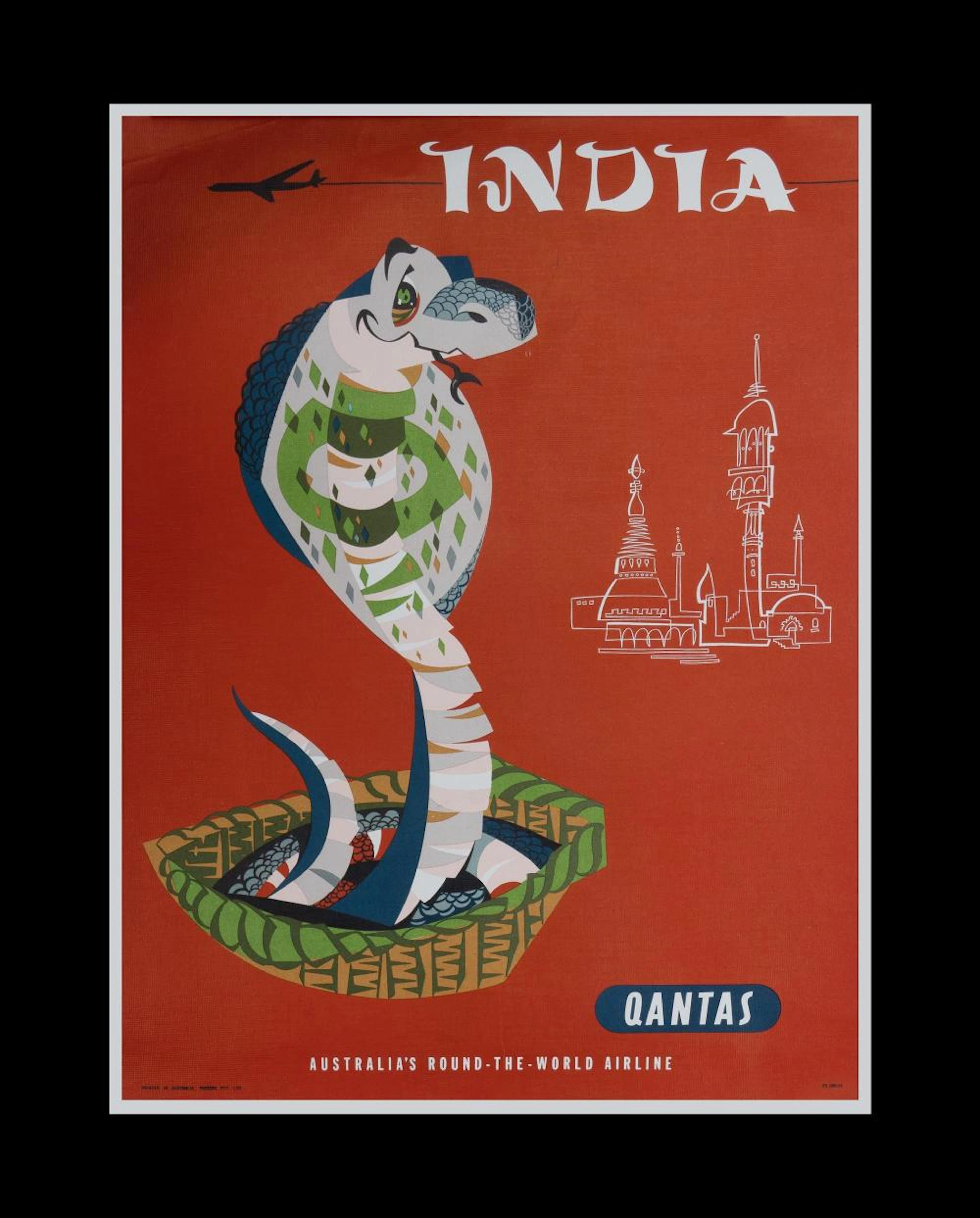 ROGERS Harry (1929-2012) Qantas 'India' Travel Poster (Cobra)