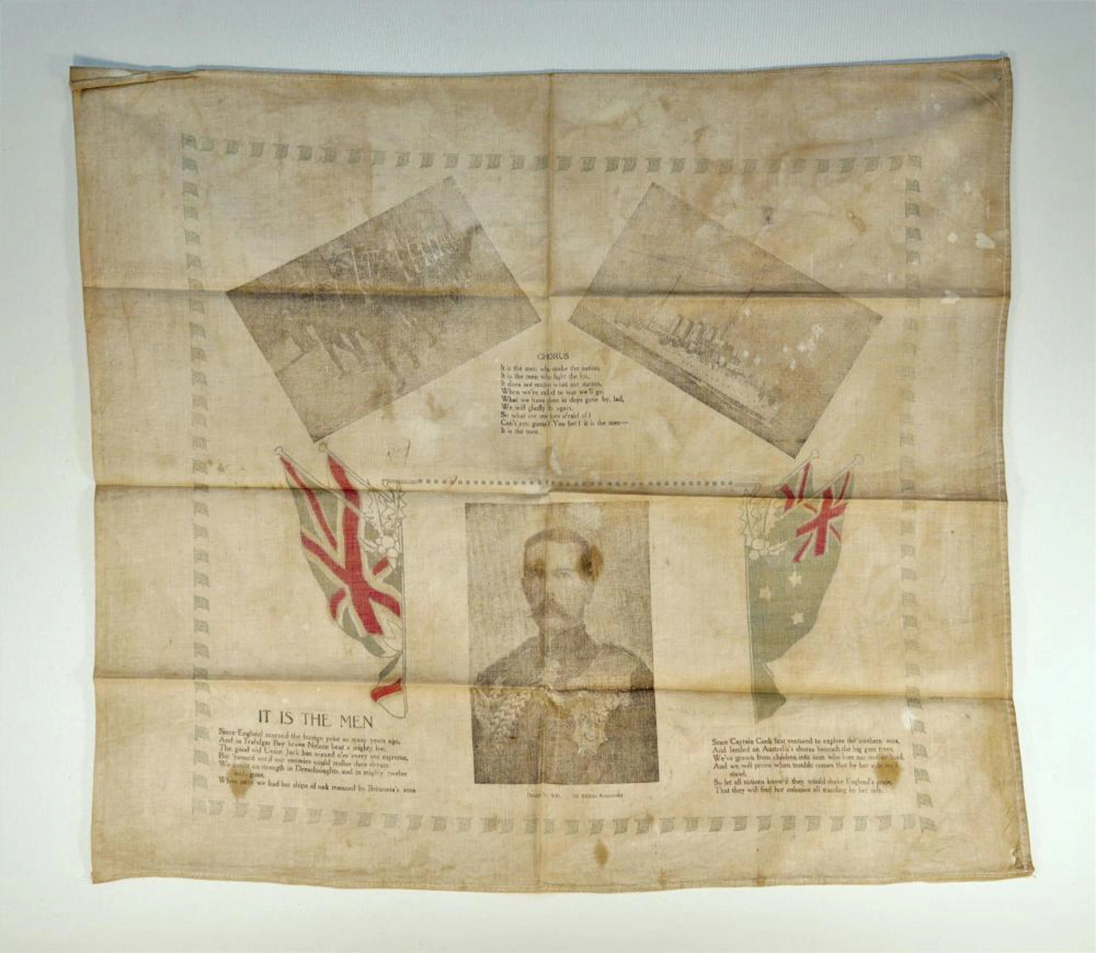 BOER WAR PATRIOTIC HANDKERCHEIF Hemmed printed cotton...
