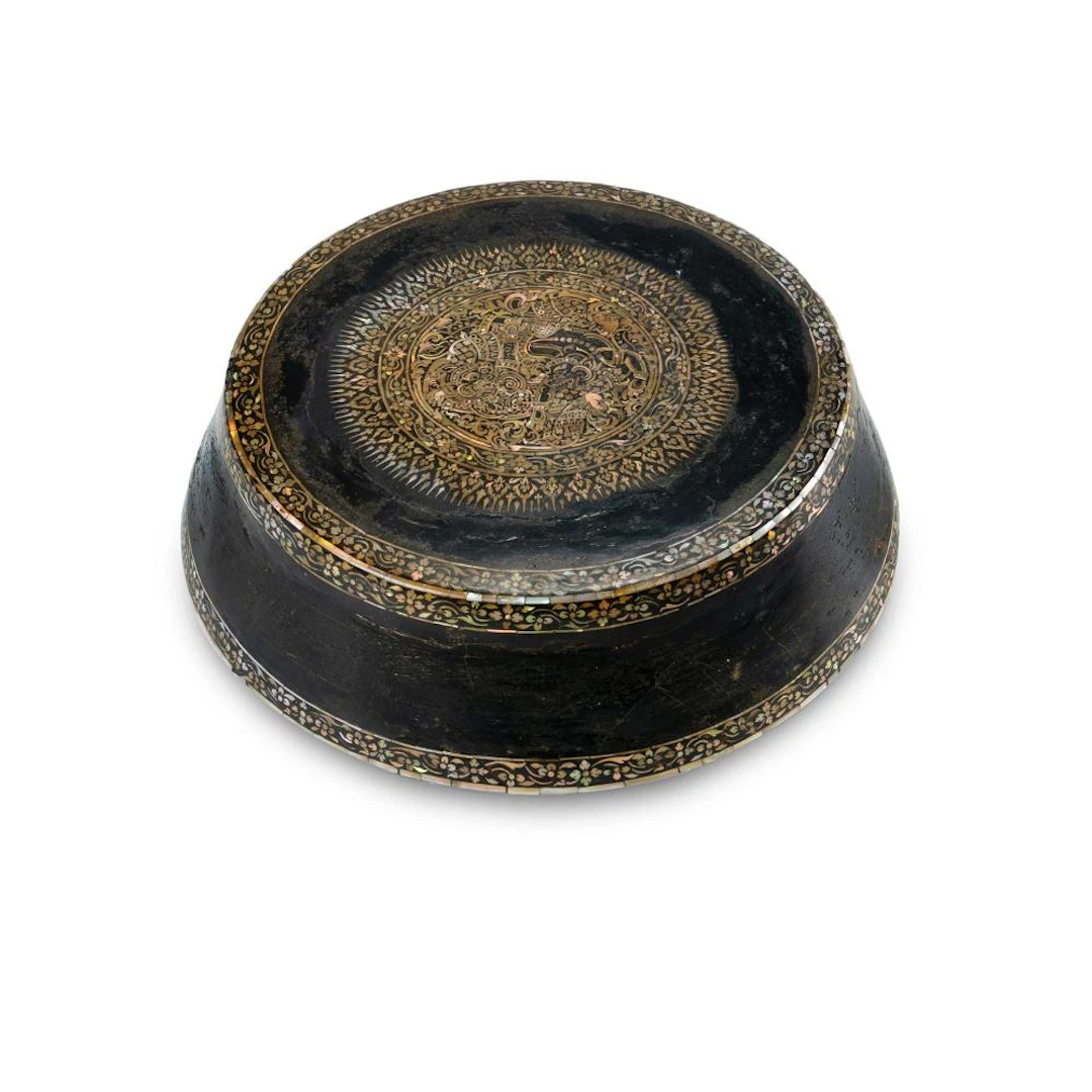 Thai MoP Shell Inlaid Lacquer Alms Bowl