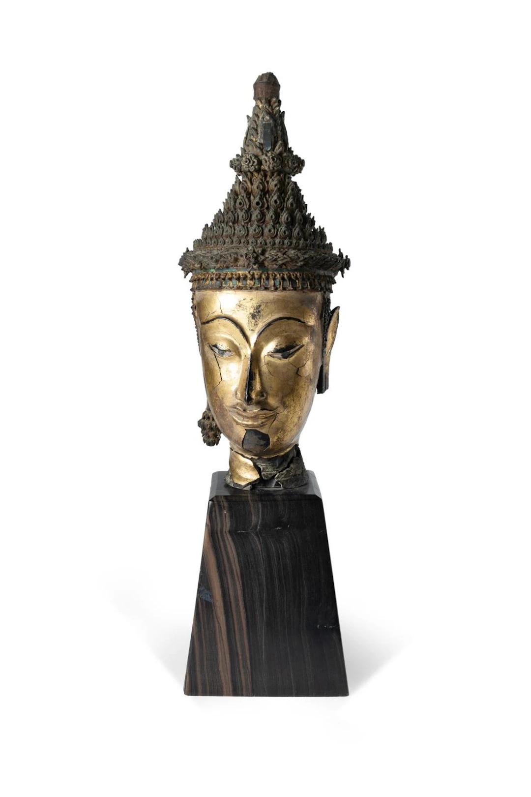 Thai Ayutthaya Period Gilt Bronze Buddha Head