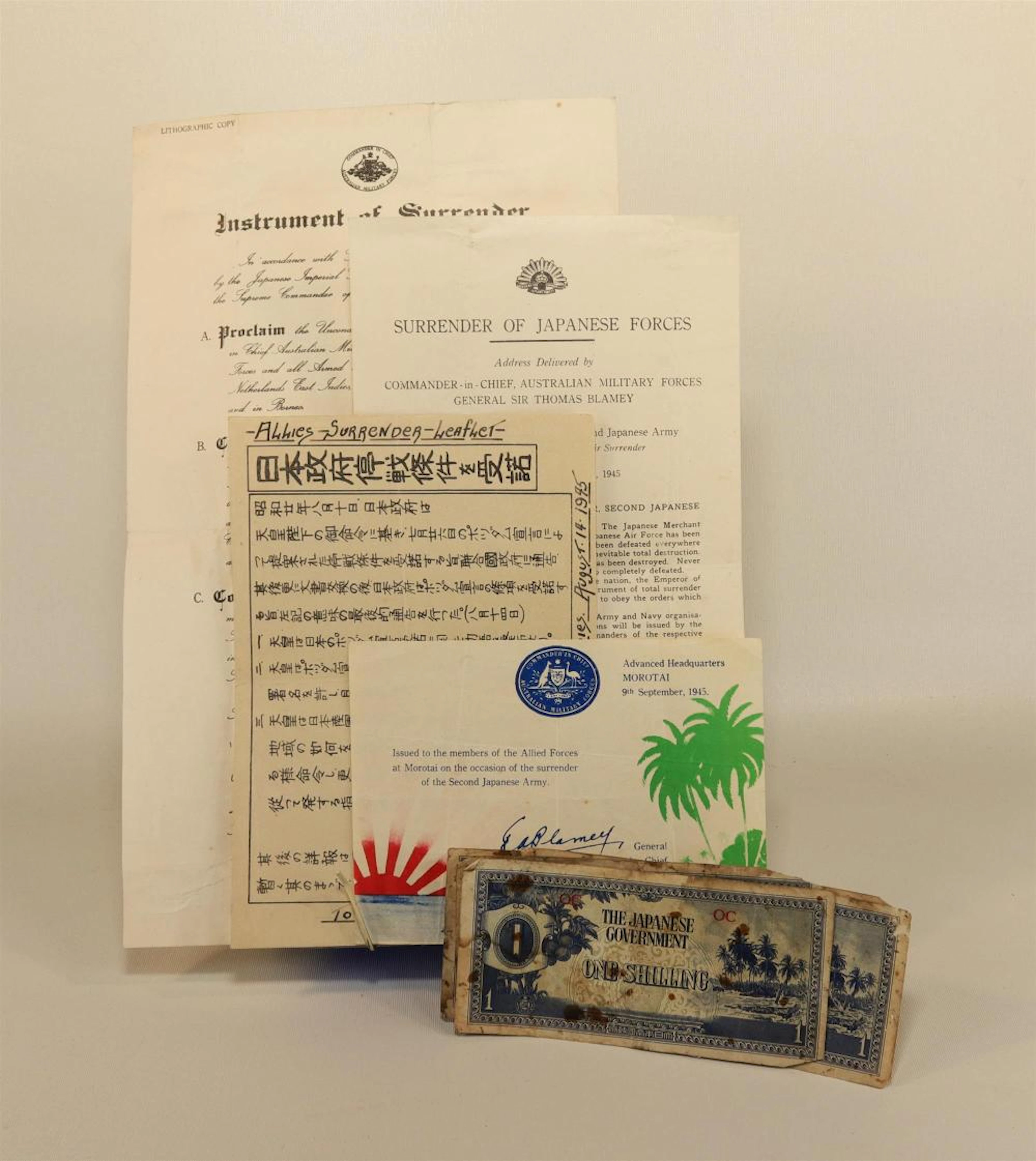 1945 WWII JAPANESE SURRENDER Ephemera