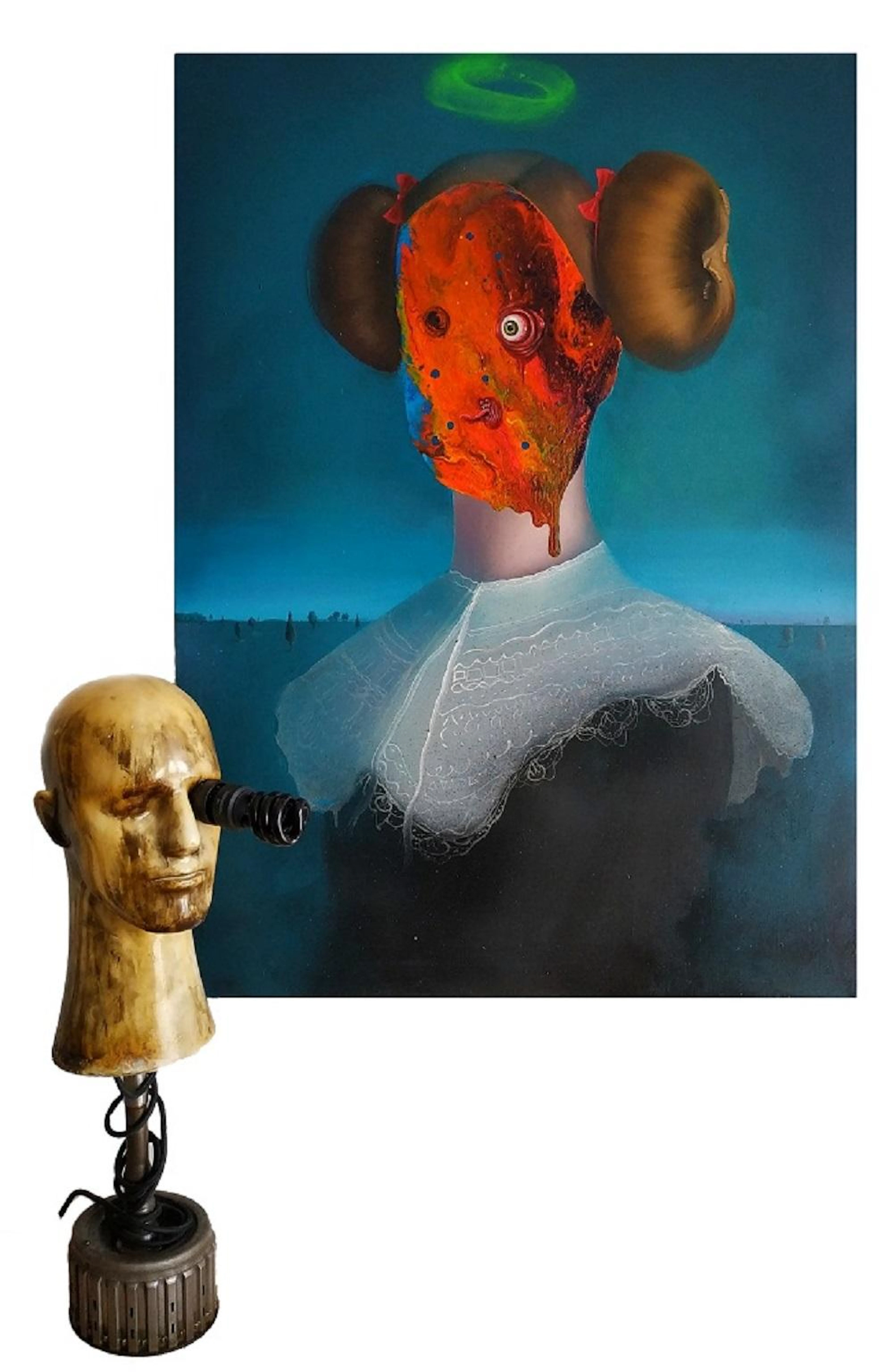 Campio, Make-up No Make-up (Painting and Lamp), 2020
