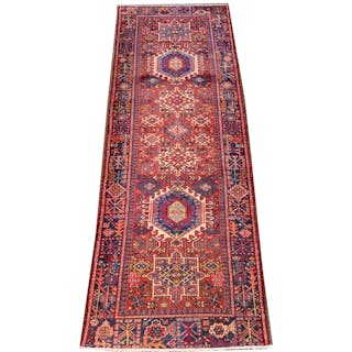 Karaja oriental wool carpet runner. 129 x 44in.